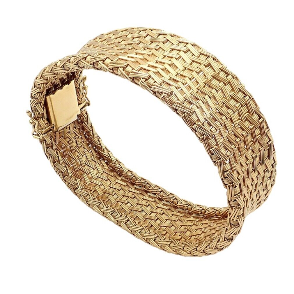 Authentic Roberto Coin 18k Yellow Gold Large Basket Weave Bracelet for Women | Luxury Italian Jewelry Gift for Anniversary, Birthday & Special Occasions | Perfect for Evening Events & Formal Wear
