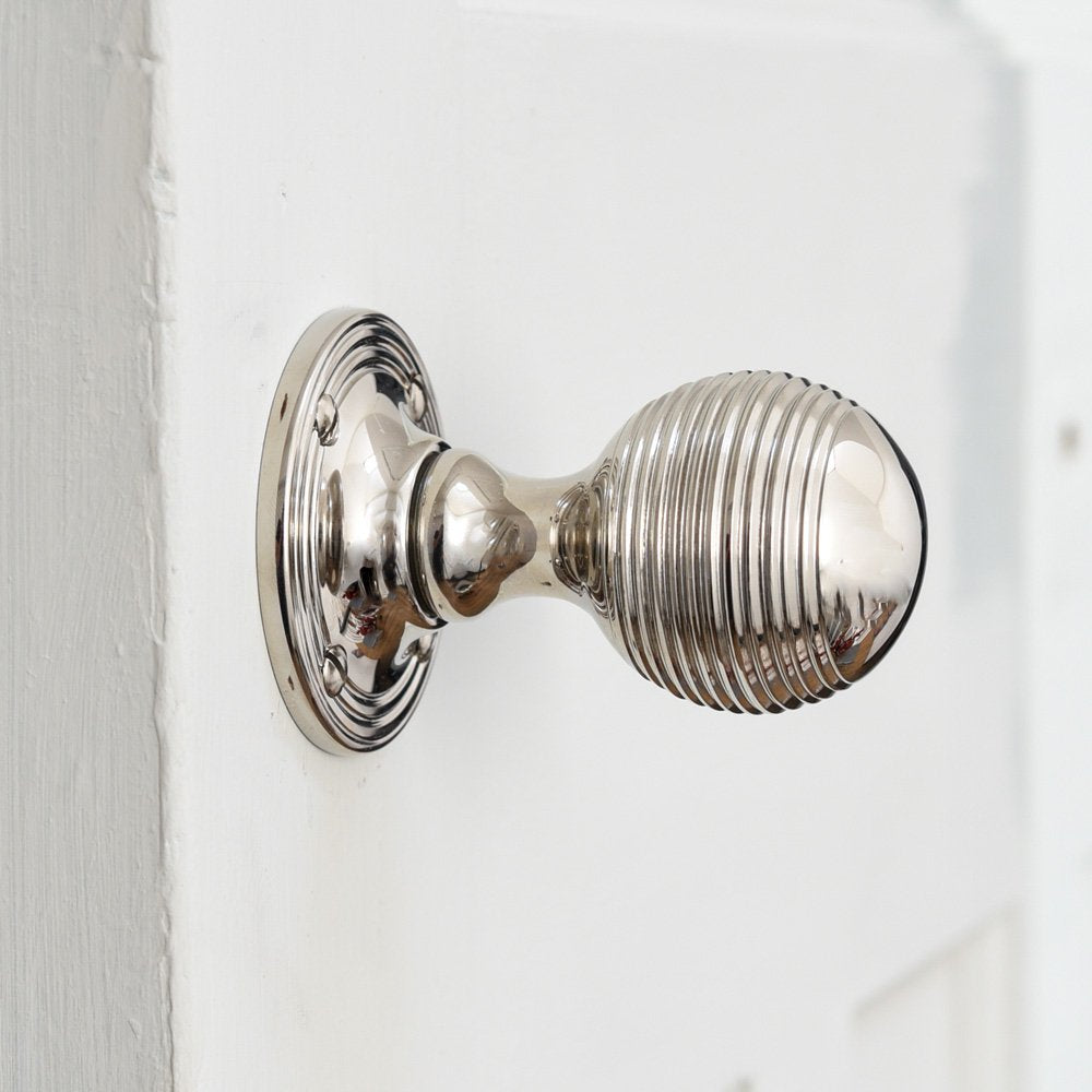 Polished Nickel Reeded Beehive Door Knobs - Vintage Style Cabinet & Drawer Pulls for Home Decor - Perfect for Bedroom, Bathroom, and Kitchen Renovations