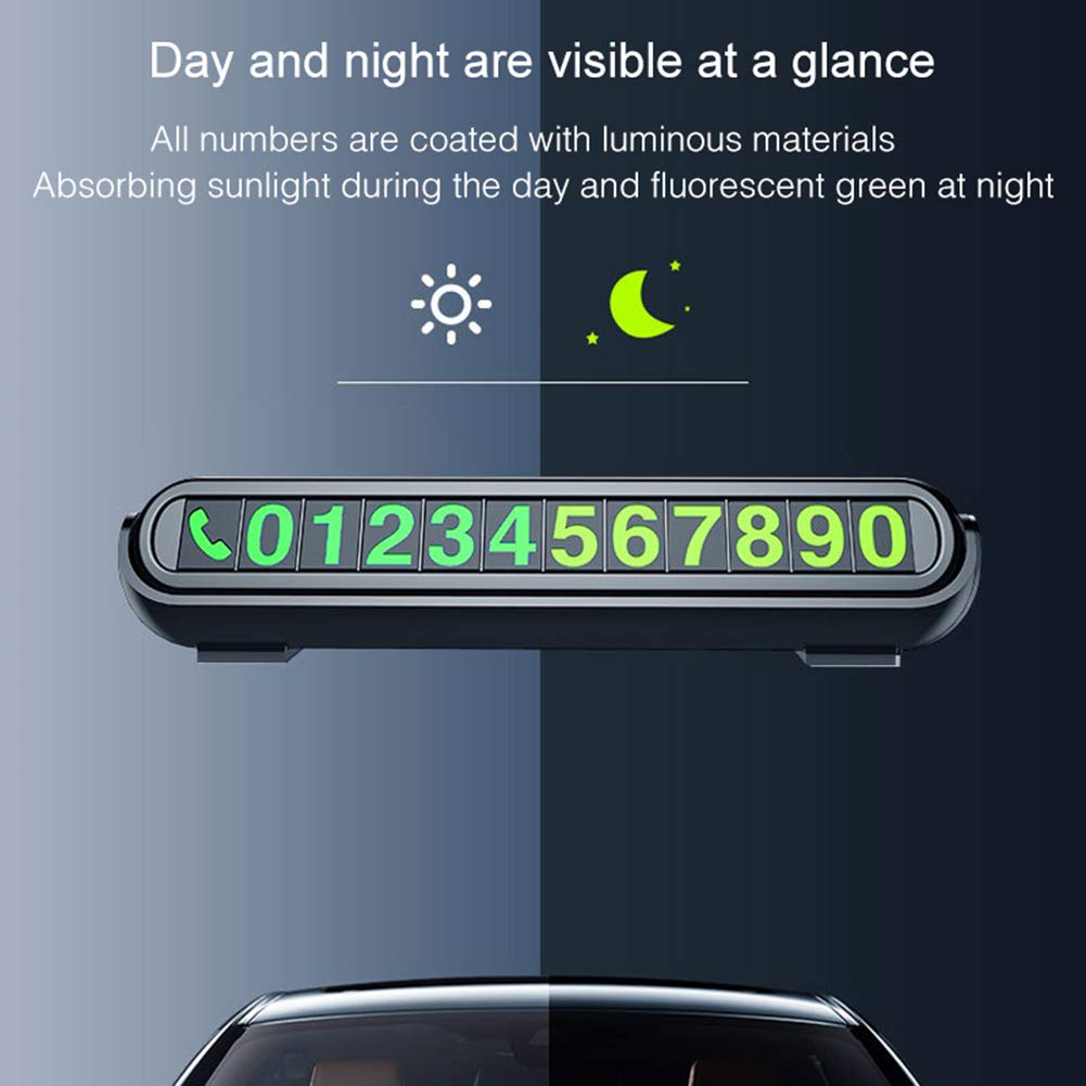 Luminous Digital Phone Number Plate for Car Dashboard - Universal Temporary Parking Card with LED Display (Black) | Perfect for Nighttime Parking, Valet Services & Emergency Contact Info
