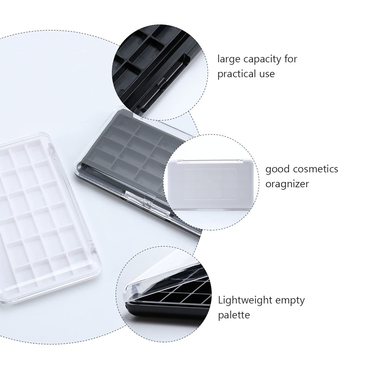 2PCS Refillable Makeup Palette Organizer - 24 Grids Empty Eyeshadow Box Case for Eyeshadow, Lipstick, Lip Balm & Blush | Portable Cosmetic Storage for Travel & Professional Makeup Artists