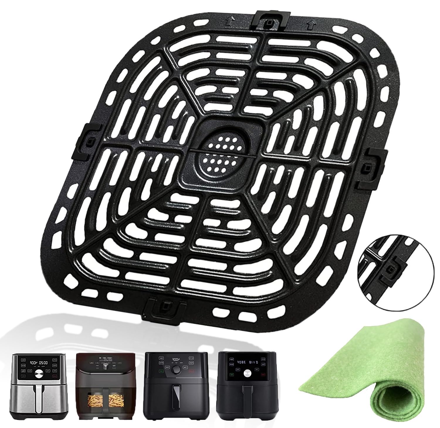 6QT Air Fryer Grill Plate for Instant Vortex Plus & 5.7QT/6QT Air Fryers - Nonstick, Dishwasher Safe Crisper Tray for Healthier Grilling | Perfect for Chicken Wings, Vegetables & Family Meals