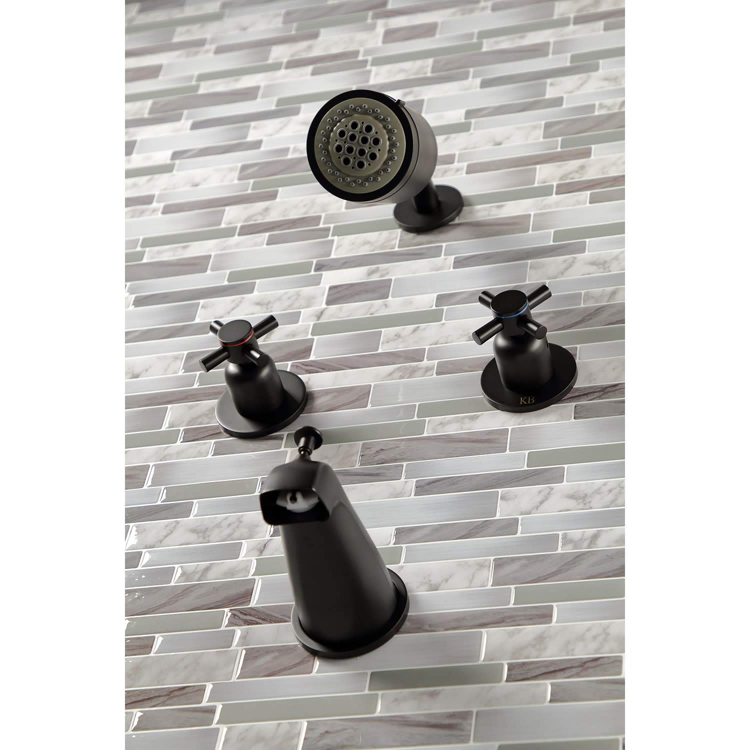 Kingston Brass KBX8148DX Concord Brushed Nickel Tub and Shower Faucet - 7.13 x 13 x 5.5 Inches - Bathroom Fixture for Modern Homes, Spa-Like Shower Experience