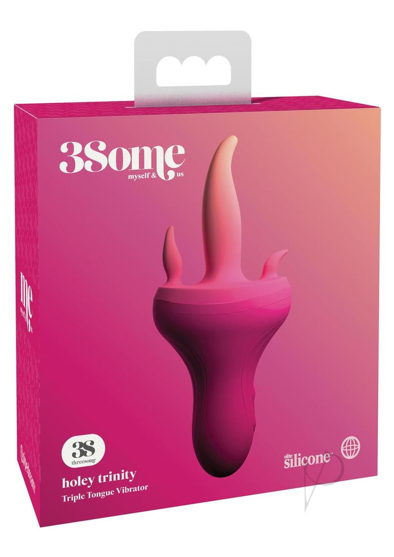 Holey Trinity Triple Tongue Vibrator - 3-in-1 Rechargeable Adult Toy with Multi-Speed Settings (Pink) | Perfect for Couples Play & Solo Pleasure
