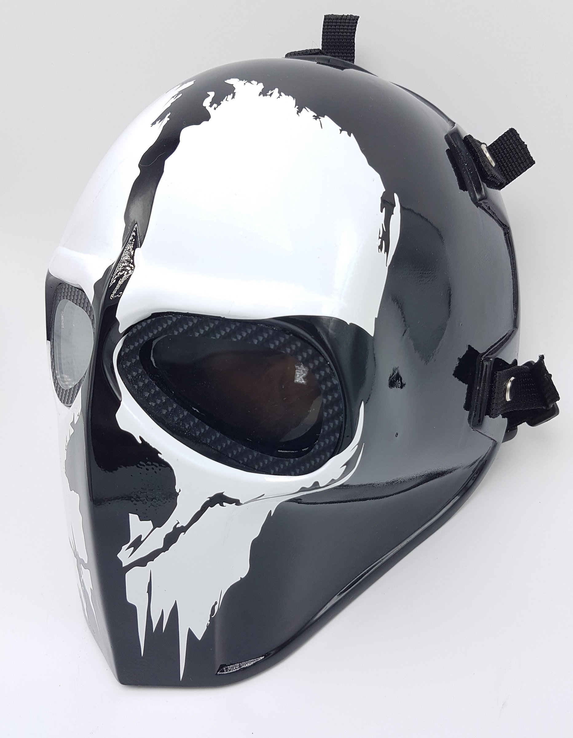 Airsoft Full Face Mask - Army of Two Cosplay, Halloween & Paintball Protective Gear - Black Smiley Ghost Mask (Ghost) - Perfect for Tactical Games, Costume Parties & Airsoft Battles