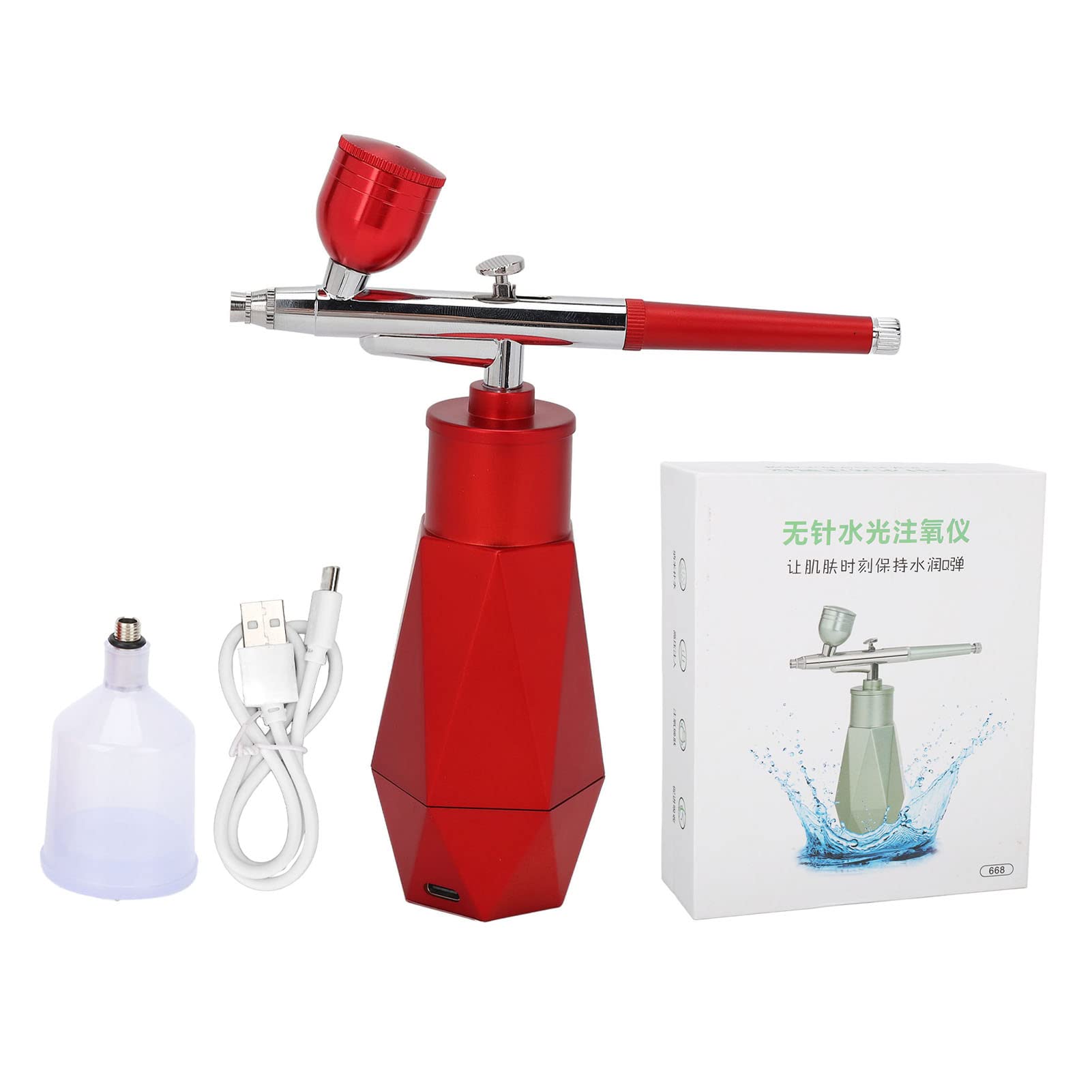 Professional Facial Oxygen Injector - High Pressure Fine Mist Sprayer for Skin Hydration, USB Rechargeable Handheld Face Moisturizer (Red) | Perfect for Home Spa, Travel & Daily Skincare Routine