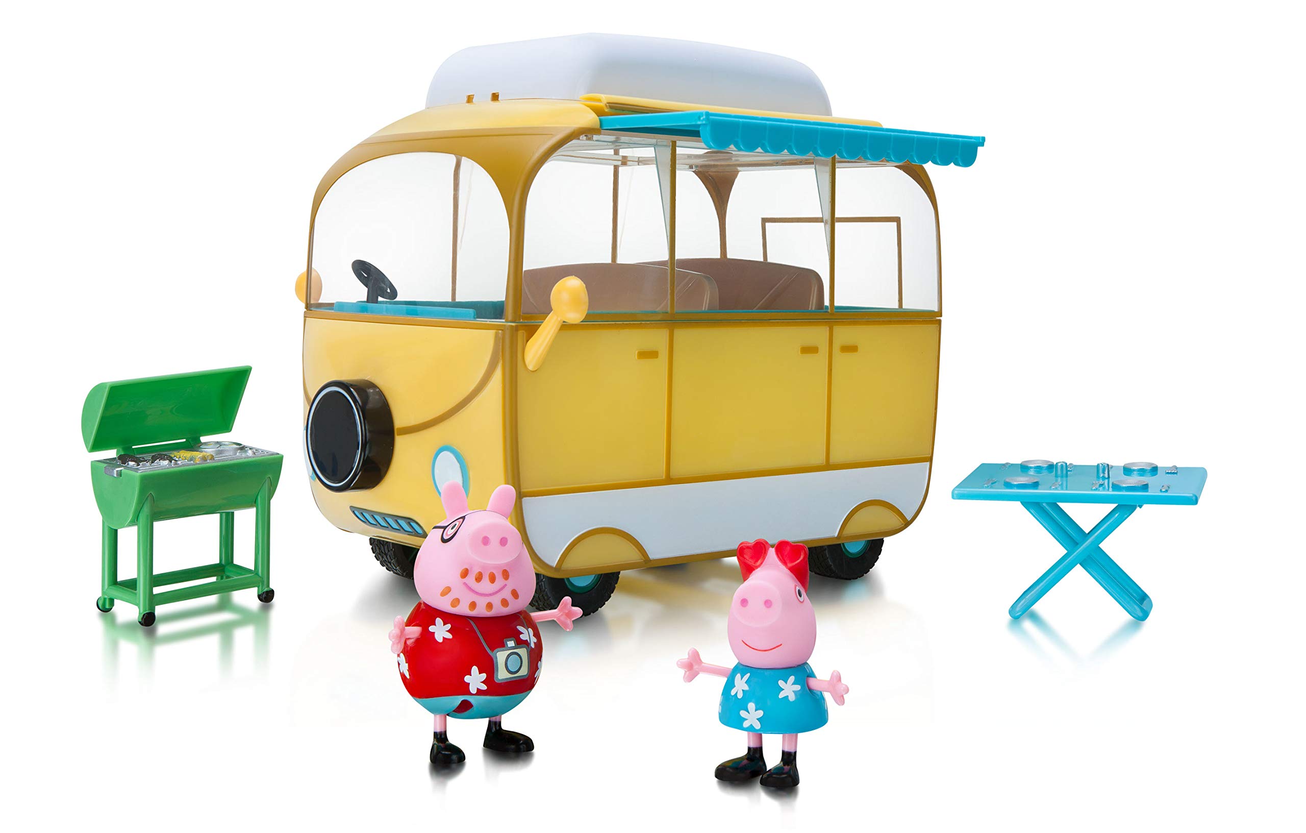 Peppa Pig Family Campervan Camping Playset - 5-Piece Toy Set with Peppa & Daddy Pig Figures, Camper Vehicle, Picnic Table & Grill - Perfect Gift for Toddlers Ages 2+ - Great for Pretend Play, Outdoor Adventures & Birthday Presents
