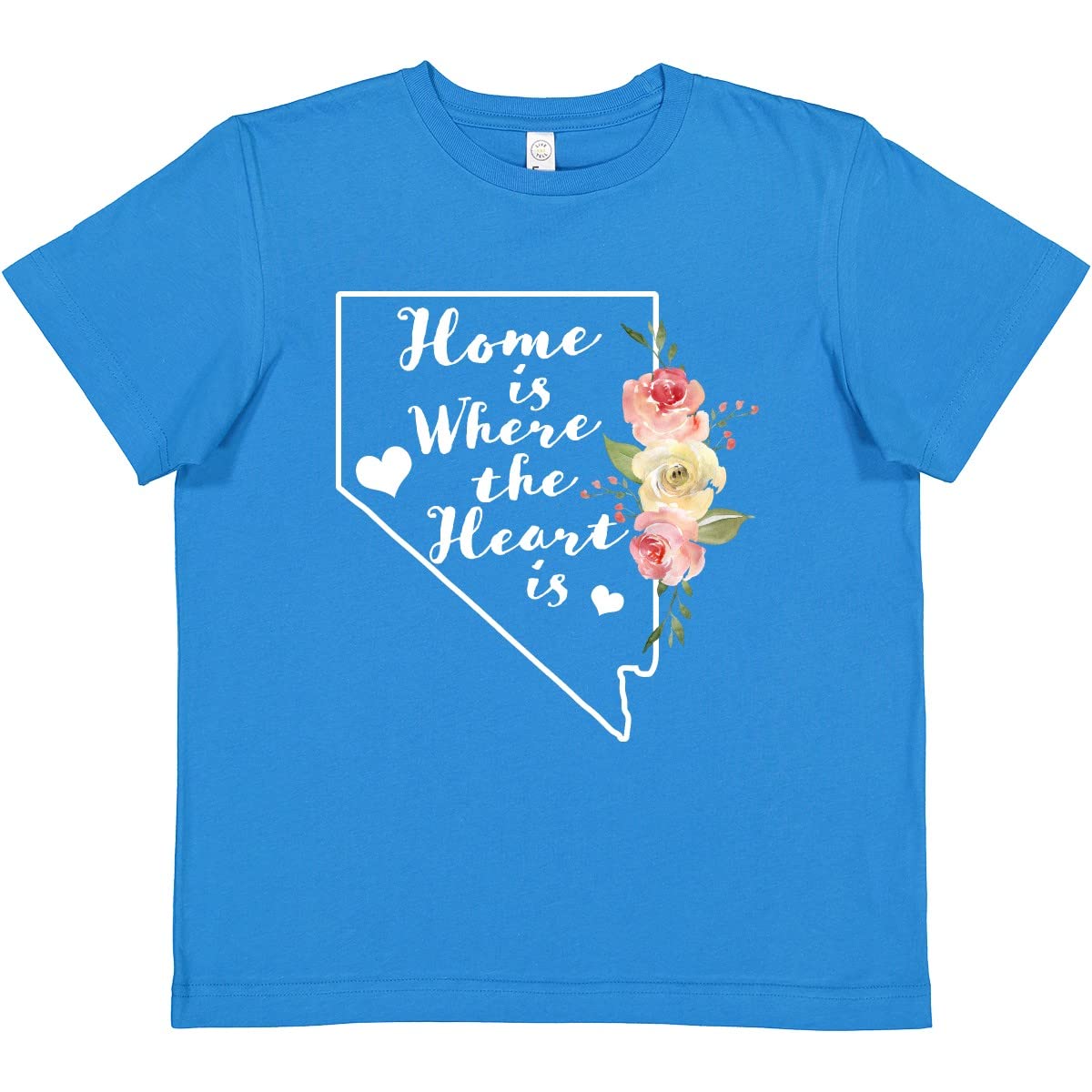 Inktastic Nevada Home is Where The Heart is Watercolor Print Women's T-Shirt - Soft Cotton Tee for Casual Wear, Travel & Everyday Comfort
