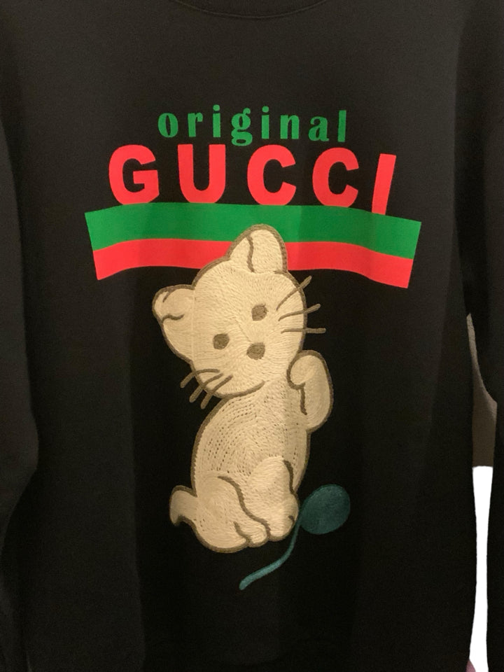 Gucci Kitten Crew Neck Sweater for Women - Soft Cotton Knit Pullover, Size XS (Petite) - Perfect for Casual Outfits, Date Nights & Holiday Gifts