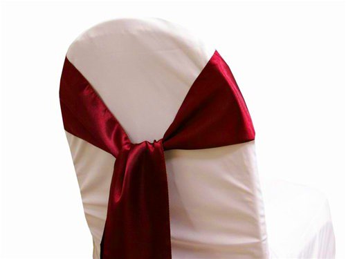 125-Piece Maroon Satin Chair Sashes & Bows for Weddings, Parties & Events - Elegant Chair Cover Decorations for Banquets, Receptions & Special Occasions