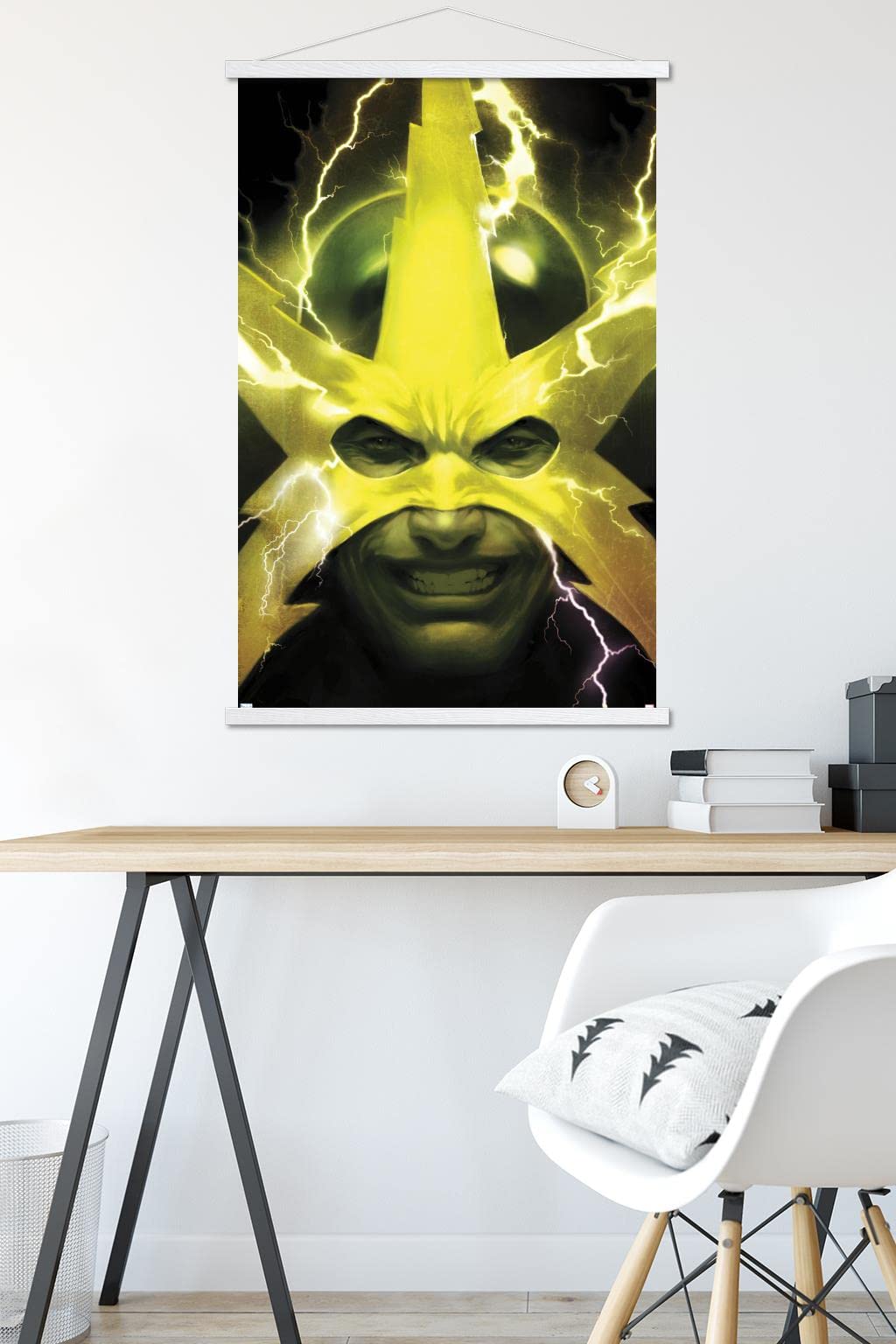 Trends International Marvel Comics Electro Web of Spider-Man #2 Wall Poster 22.375x34 Inch - Premium Magnetic Frame Art Print with White Hanger | Superhero Room Decor, Comic Book Fan Gift, Home Theater Display