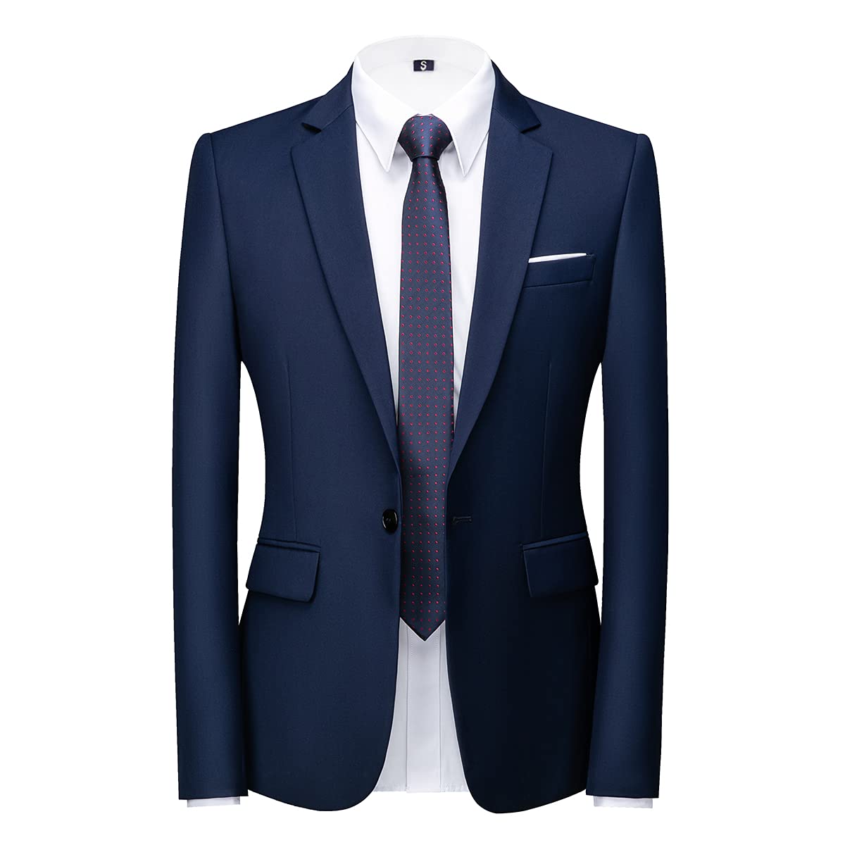 Men's Casual Single Breasted Blazer Jacket for Wedding & Business - Black