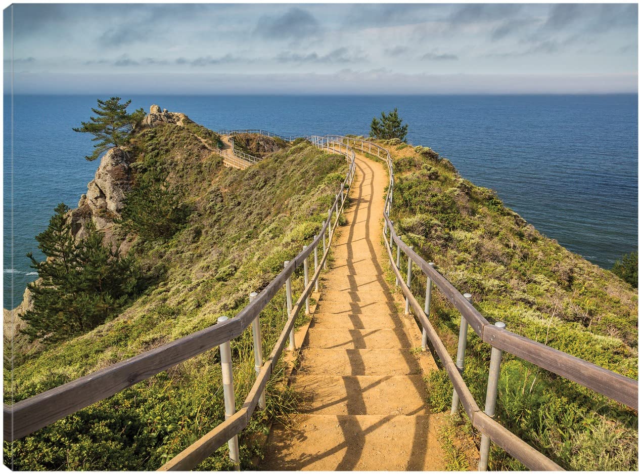 Path To Muir Beach Fine Art Canvas Wall Decor by Adam Romanowicz - 43x32 Inches - Ready to Hang for Living Room, Bedroom, Office & More - Coastal Landscape Painting for Home & Commercial Spaces