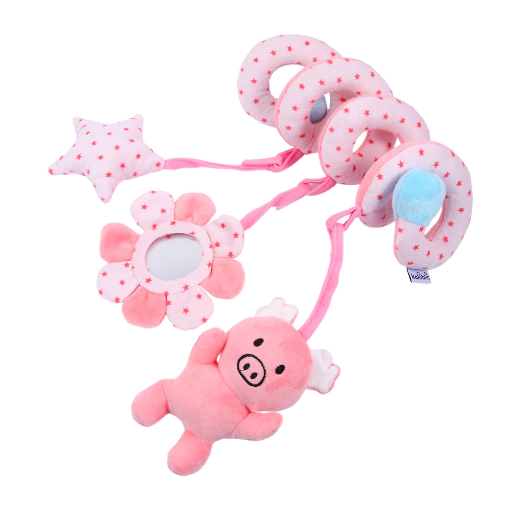 CORHAD Soft Plush Stroller Hanging Toy for Babies & Toddlers - Pink Short Stuffed Animal Crib Toy for Newborns, Infants - Perfect for Strollers, Car Seats & Nursery Decor