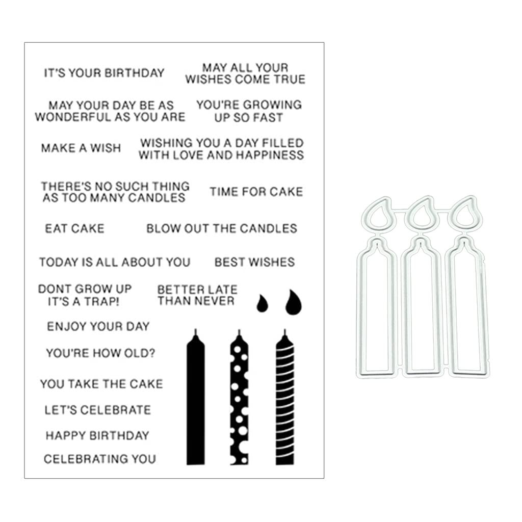 DIY Scrapbooking Candles Seal Stamp with Cutting Dies Stencil Set - Emboss & Photo Scrapbooking Die Cuts for Cards, Journals, and Home Decor Projects