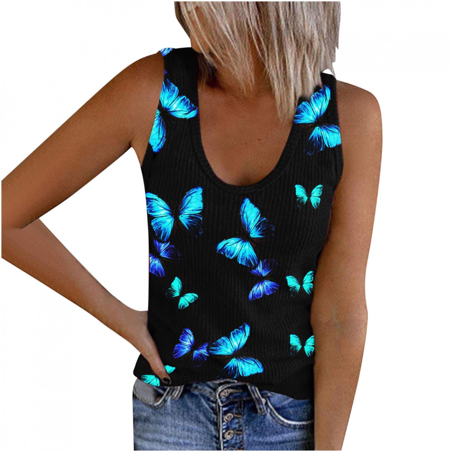 Women's Sleeveless Scoop Neck Tank Tops - Breathable Loose Fit Summer T-Shirts for Casual Wear, Gym, Yoga & Beach Outfits