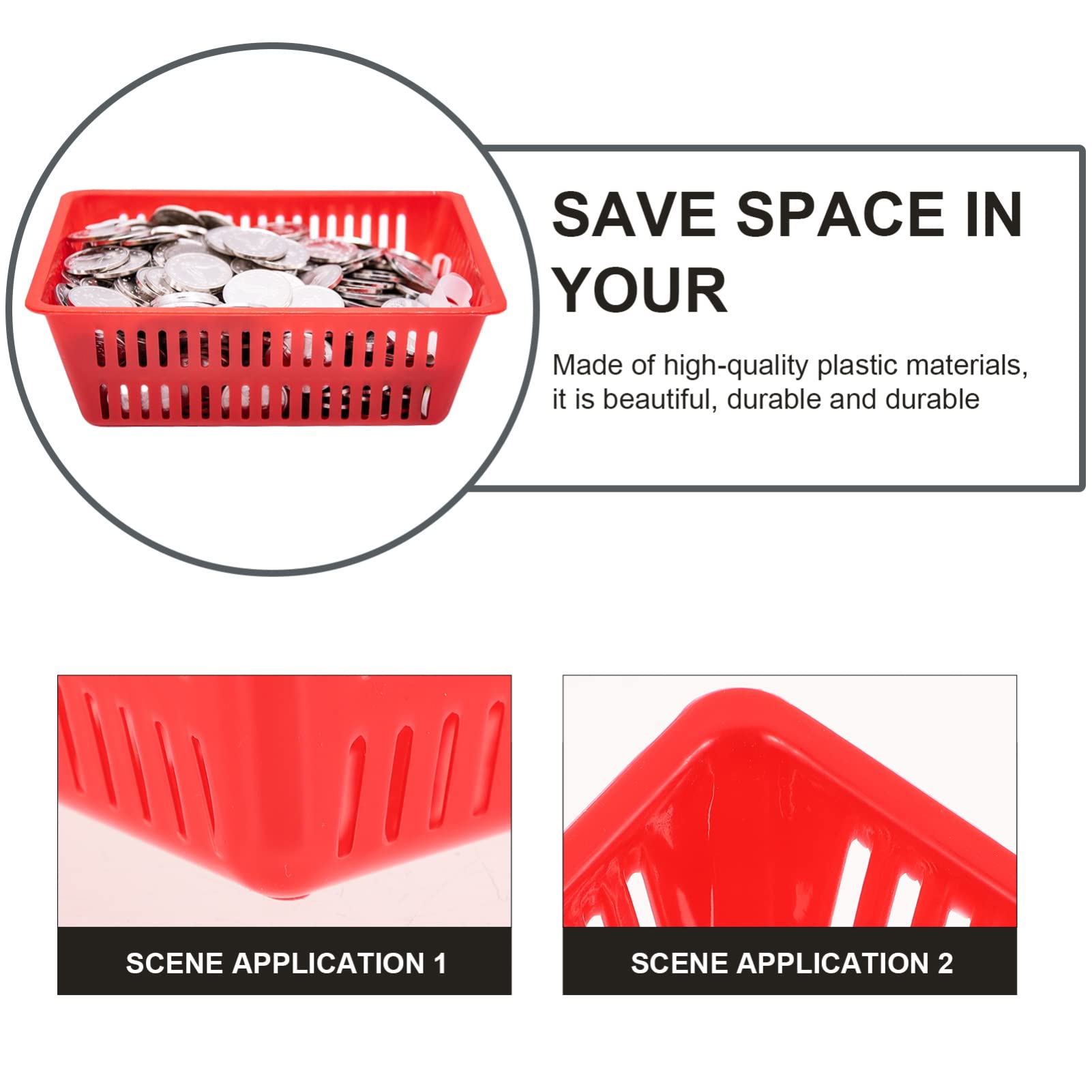 7pcs Plastic Coin Storage Baskets - Small Organizer Bins for Kitchen, Bathroom & Office