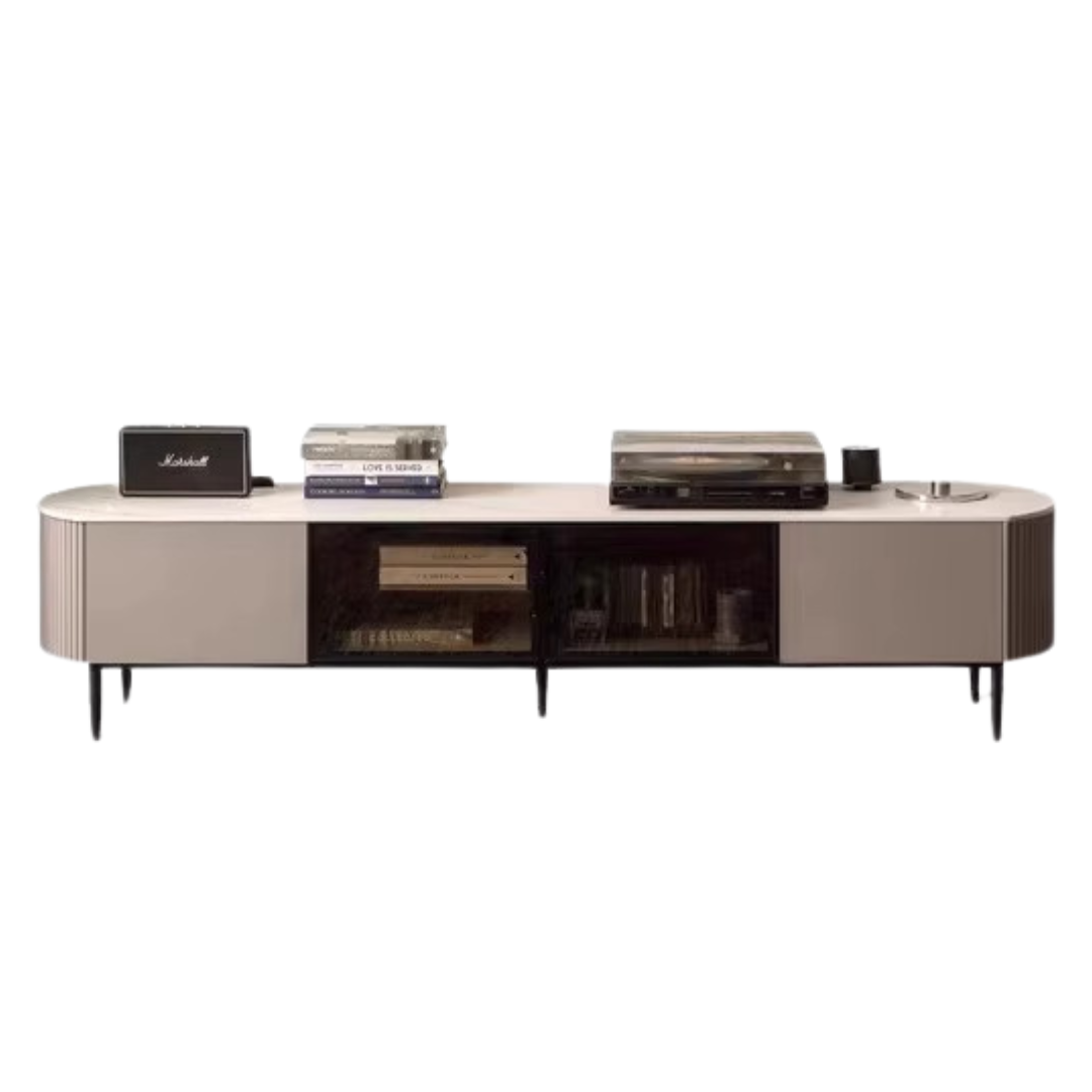 Solid Oak Wood French Style Slate TV Stand - Rustic Farmhouse Entertainment Center for Living Room & Home Theater