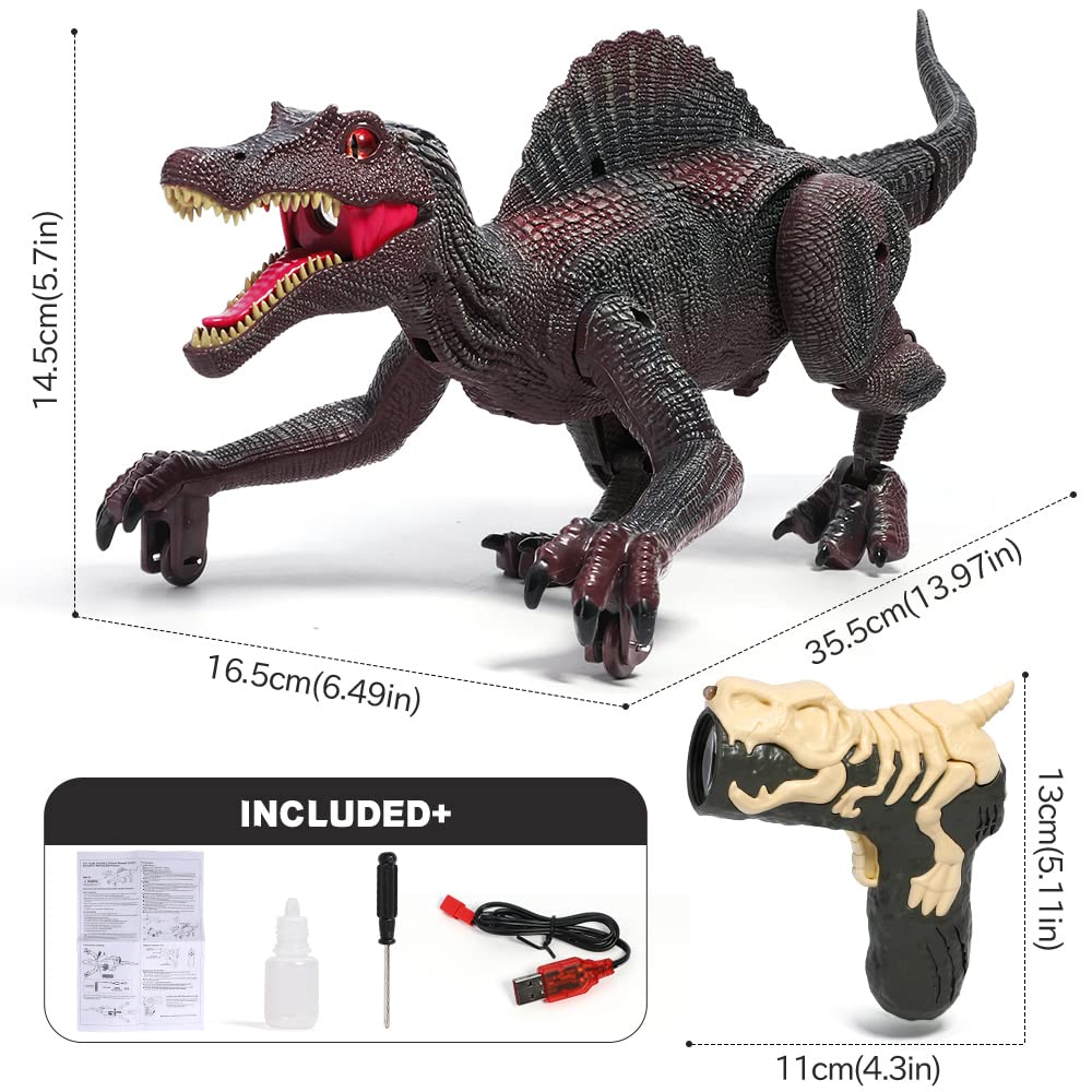 FRUSE Remote Control Dinosaur Toy - RC Walking Robot Dinosaur with Light Tracing, Spray Mist, LED Lights & Roaring Sounds | Interactive Jurassic Dinosaur Toy for Kids Ages 3-8 | Perfect for Birthday Gifts, STEM Learning & Pretend Play