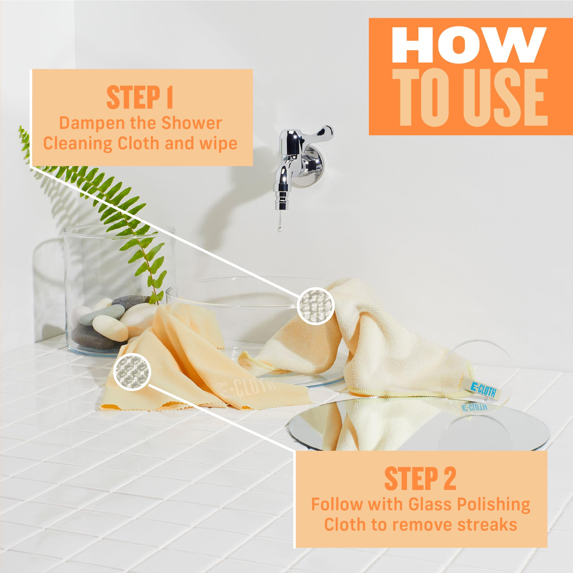 Premium E-Cloth Microfiber Cleaning Cloth Shower Kit - Reusable & Washable Bathroom Cleaning Cloths with 100 Wash Guarantee - 1 Pack - Perfect for Bathroom, Shower, Glass & Mirror Cleaning