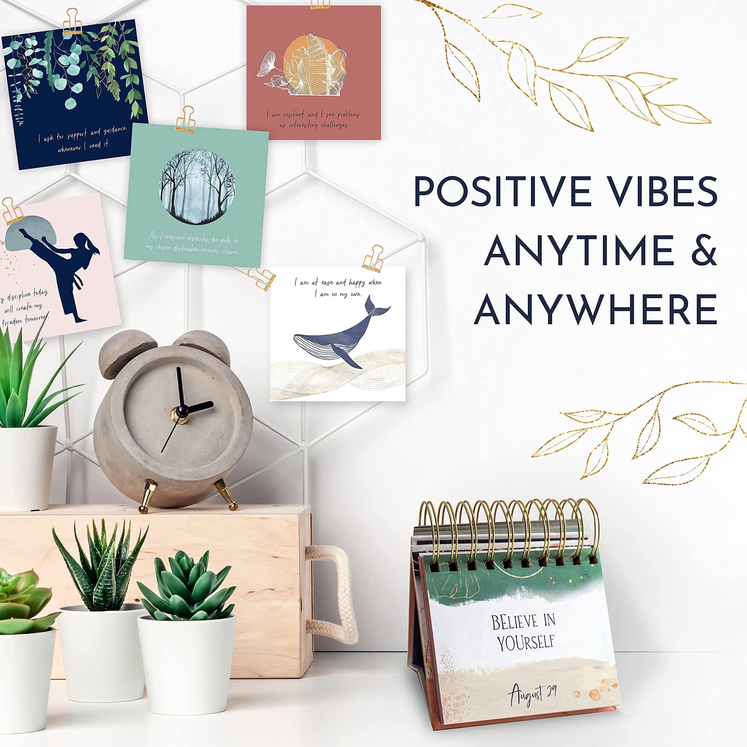 RYVE Motivational Calendar & Affirmation Cards for Women - Inspirational Desk Decor with Positive Quotes | Office Decor, Self-Care Gifts for Women | Perfect for Daily Motivation, Workstation Inspiration & Empowering Gifts
