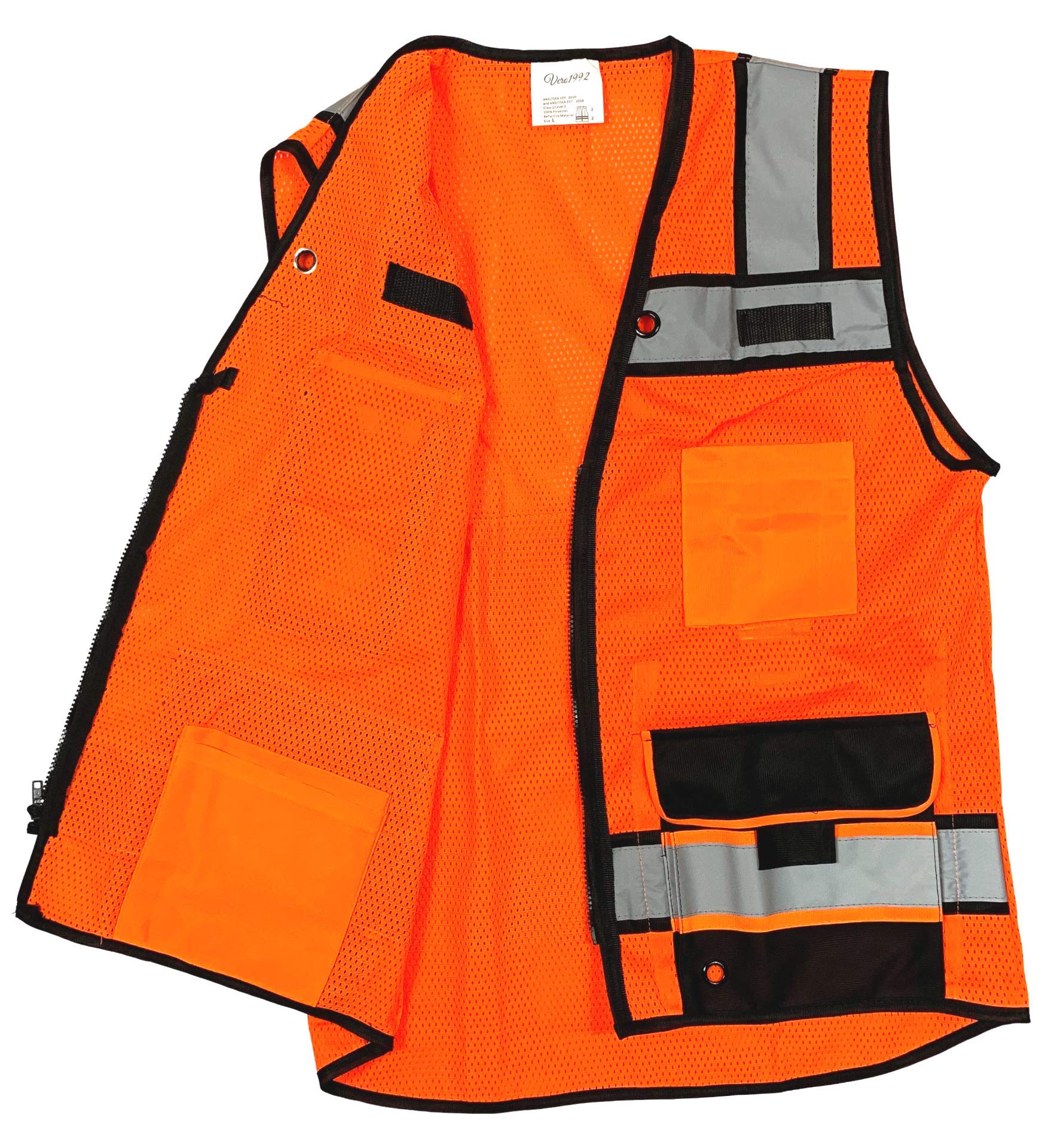 High Visibility Reflective Safety Vest with Zipper & Pockets - ANSI Certified Mesh Work Vest for Construction, Road Work & Night Safety