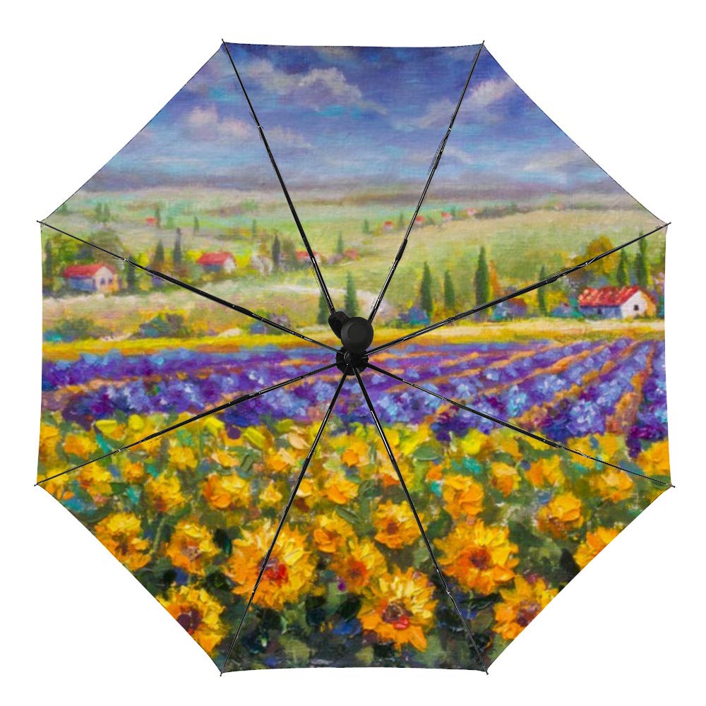 Windproof Automatic Travel Umbrella - Compact Folding Waterproof Sun & Rain Umbrella with Floral Design for Women, Men & Kids - Perfect for Commuting, Travel & Outdoor Activities