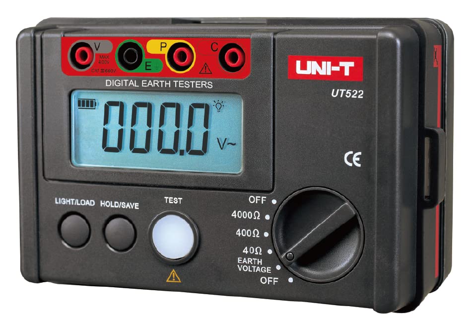 UNI-Trend UT521 Digital Earth Ground Resistance Tester - Portable Soil Resistivity Meter for Electrical Safety Testing, Home & Industrial Use