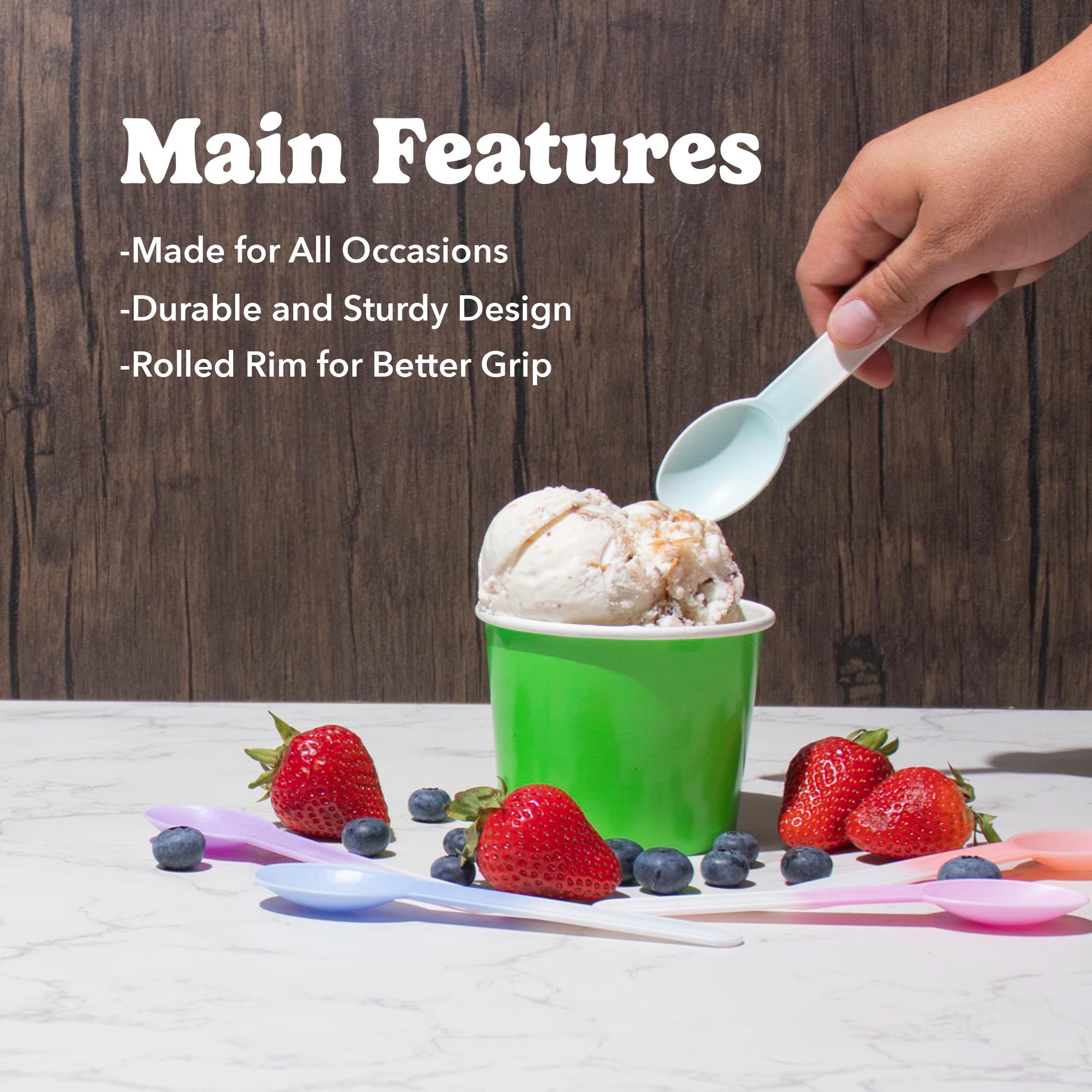 UNIQ 12 oz Disposable Paper Ice Cream Cups - Pack of 1,000, Eco-Friendly Dessert Bowls for Ice Cream, Yogurt, Gelato, Pudding & Party Treats - Perfect for Ice Cream Shops, Dessert Bars & Catering Events - Green
