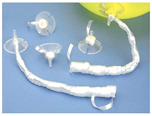 200 Pack Balloon Holding Cups with 4 Feet White Ribbon - Perfect for Birthday Parties, Baby Showers & Wedding Decorations