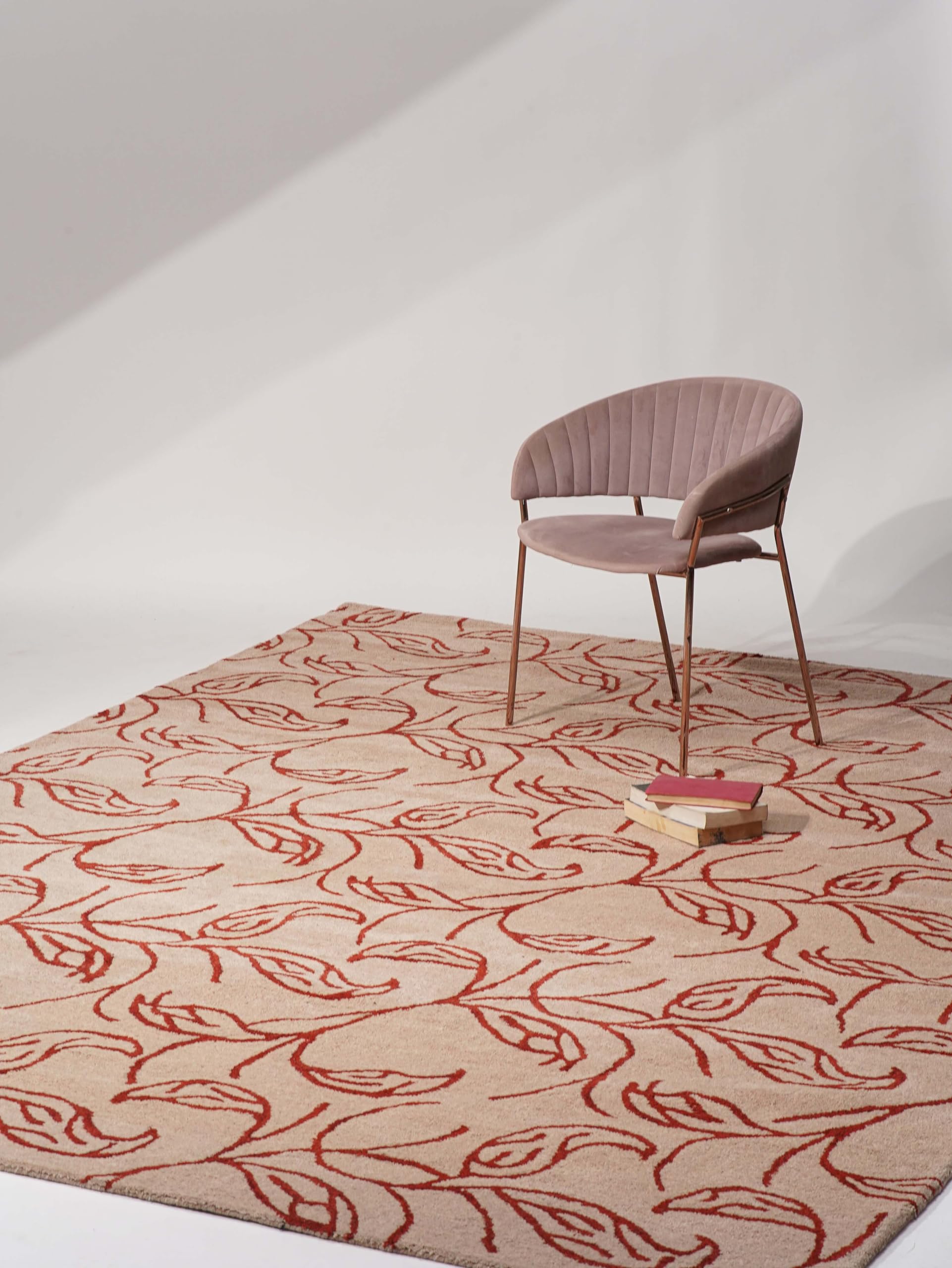 Hand Tufted Wool Eco-Friendly Area Rugs 4x6 Feet - Modern Floral Design Rectangle Rug in Cream & Red, High Pile Thick Handmade Living Room & Bedroom Carpet, Non-Slip Floor Mat for Home Decor (K00726) | Perfect for Cozy Spaces, Nursery, Office & Dorm Room