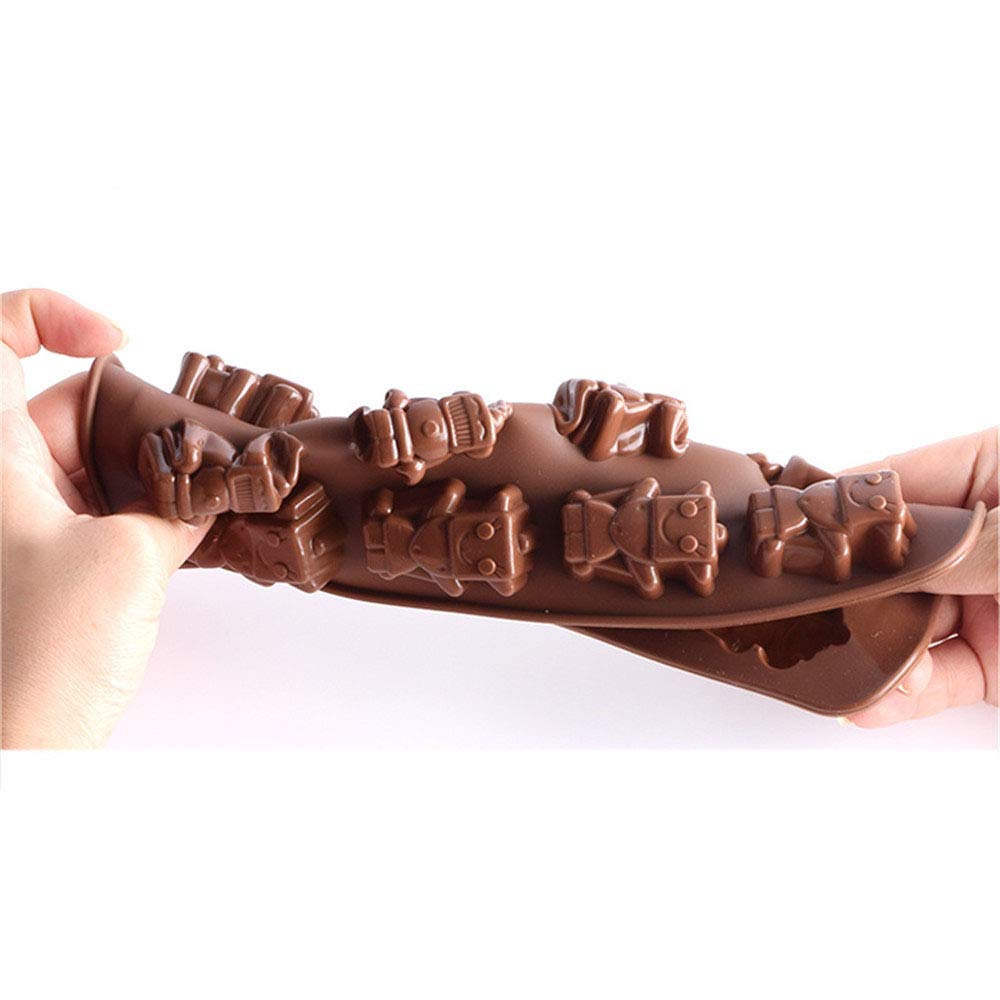 Non-Stick Silicone Chocolate Gummy Molds - 2PC Robot Shaped Candy & Soap Molds for Baking, Ice Cubes, Jelly, Hard Candies - Perfect for DIY Desserts, Party Treats & Kids' Cooking Activities