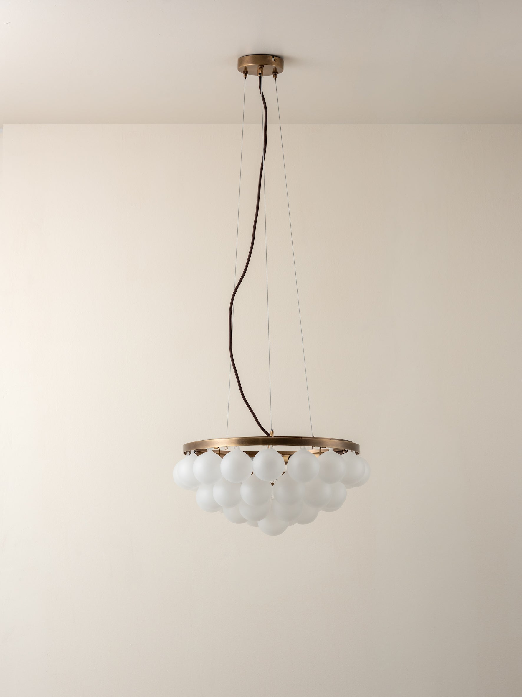 Cloudia 3-Light Small White Frosted Brass Chandelier - Elegant Ceiling Light Fixture for Dining Room, Bedroom, or Living Room Decor