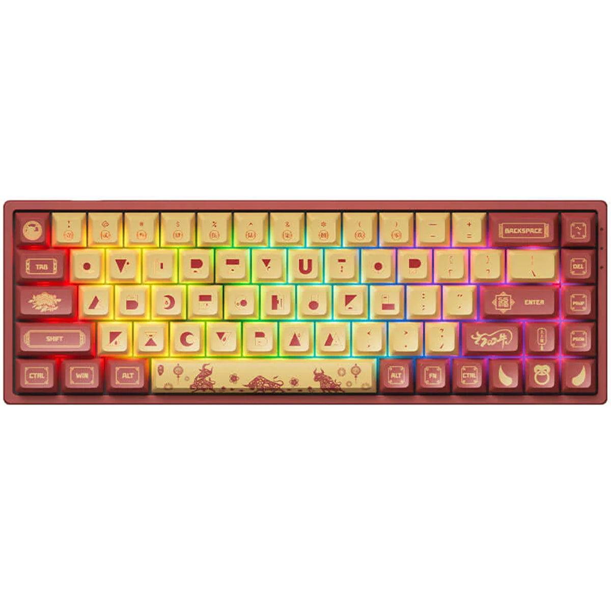 Akko 3068 V2 Year of the OX RGB Hot Swappable Wireless Mechanical Keyboard with TTC Bluish White Switch - Perfect for Gaming, Typing & Office Work