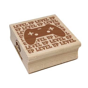 Level Up Game Controller Square Rubber Stamp for DIY Crafting - 1.25 Inch Small Stamp for Scrapbooking, Card Making & Gift Wrapping