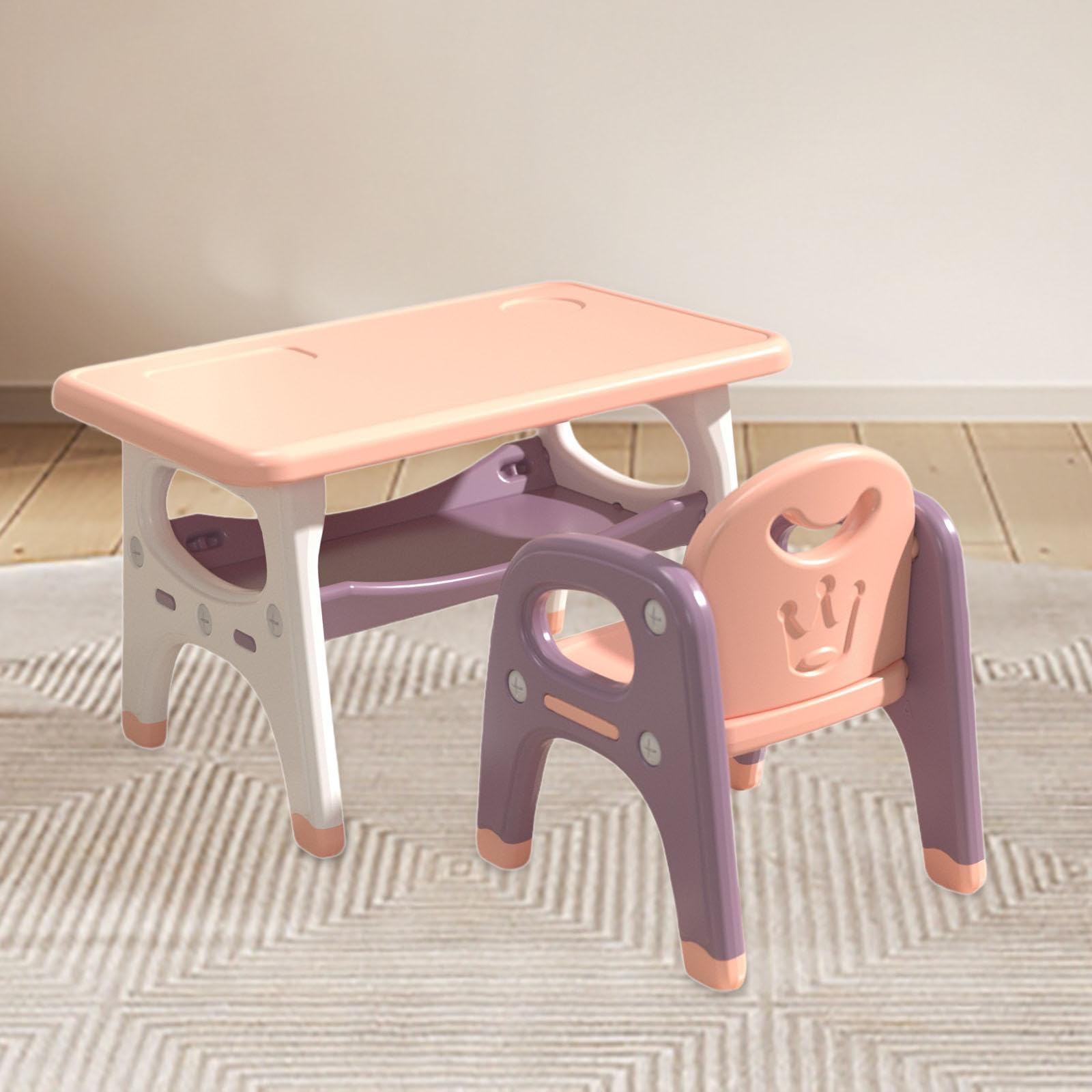 Best Kids Drawing Table and Chair Set - Portable Children's Desk with Storage for Kindergarten, Study Room, Reading & Home - Pink & Purple - Perfect for Arts, Crafts, Homework & Playtime