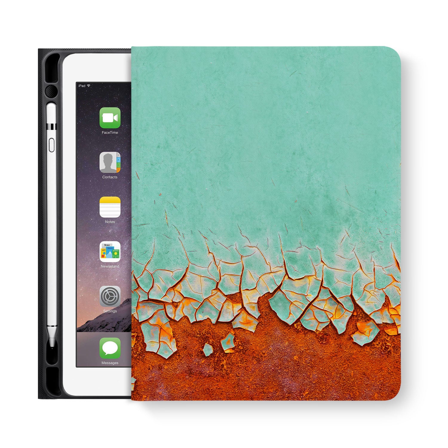 Premium iPad Folio Case with Rusted Metal Finish - Slim Protective Cover for iPad Pro/Air/Mini - Perfect for Work, Travel & Home Use