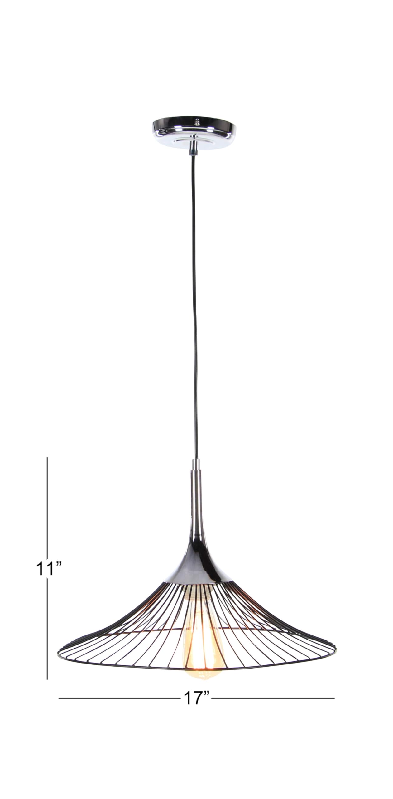 Deco 79 Modern Silver Iron Cone-Shaped Pendant Light Fixture with Bulb - Perfect for Kitchen Island, Dining Room, or Bedroom Lighting