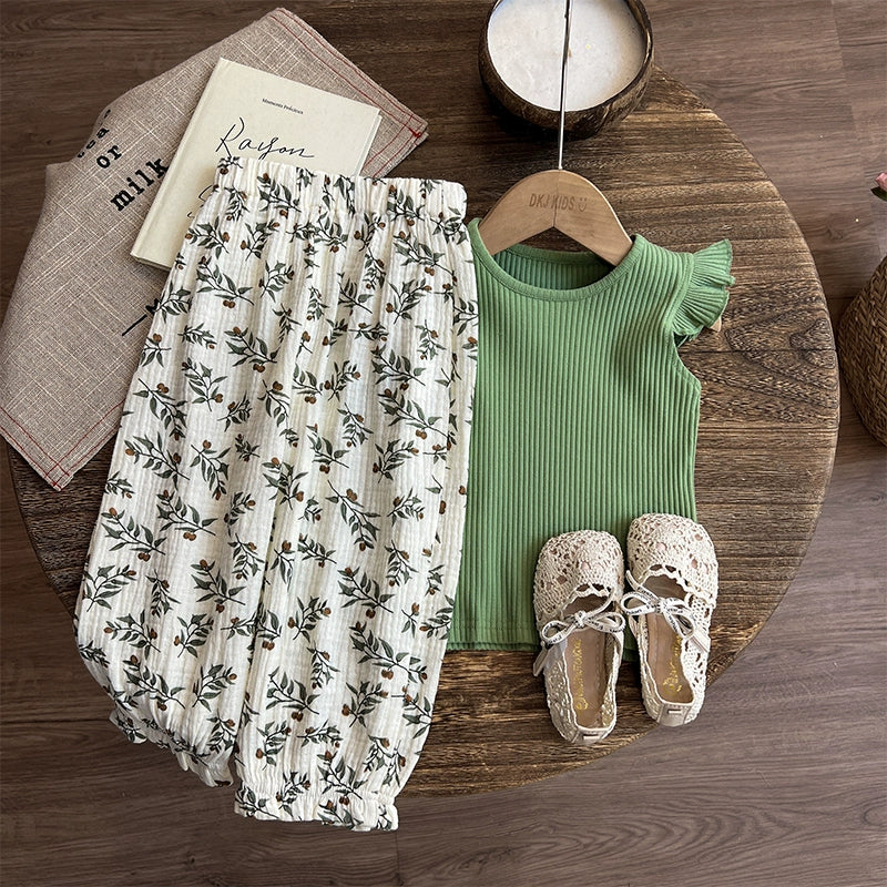 Adorable Floral Baby Girl Vest & Pants 2-Piece Outfit Set - Perfect for Photoshoots, Parties & Casual Wear