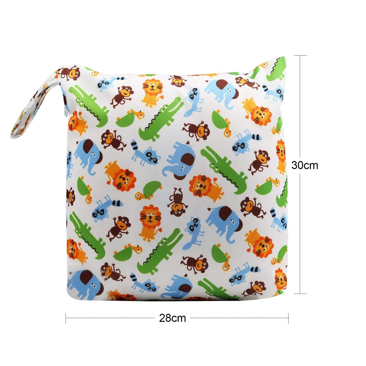 iZiv 3 Pack Waterproof Reusable Wet/Dry Diaper Bag Organizer - Double Zipper Baby Diaper Pouch for Travel, Daycare & On-the-Go Parents (Cute Printed Design)