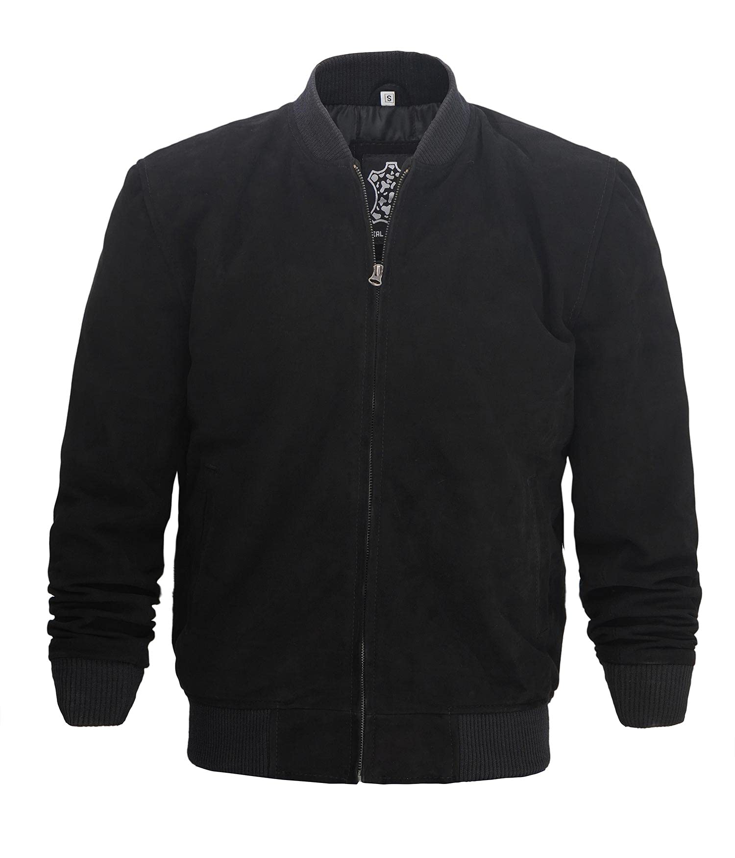 Genuine Suede Leather Bomber Jacket for Men - Classic Baseball Style Jacket with Premium Quality | Perfect for Casual Wear, Night Out & Motorcycle Riding