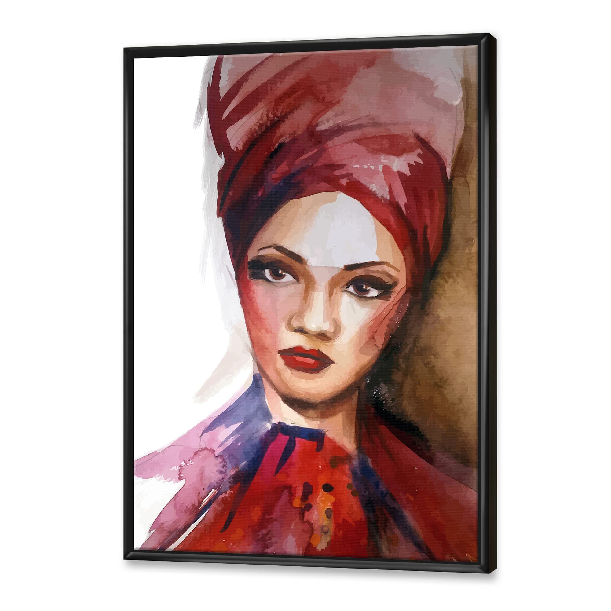 Modern Framed Canvas Wall Art - Portrait of Young African American Woman I by DesignQ | Home & Office Decor, Living Room Bedroom Wall Decor