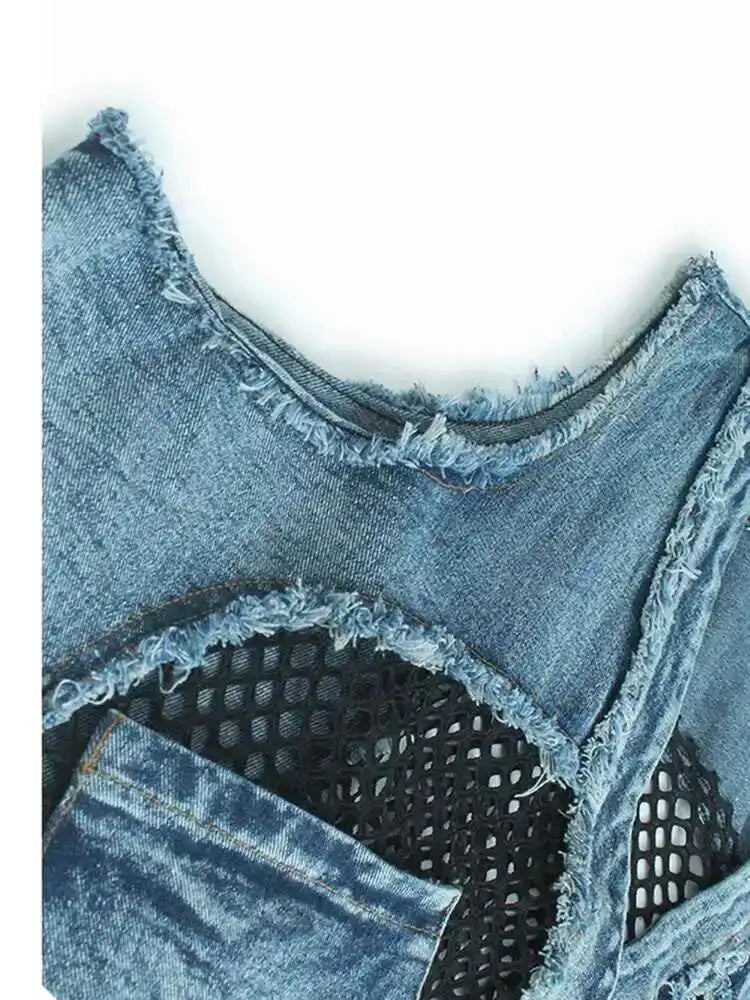 Women's Big Size Denim Vest & Wide Leg Pants Two-Piece Set - V-Neck Sleeveless Outfit for Spring/Fall 2025 | Casual Streetwear, Plus Size Fashion Trend | Perfect for Daily Wear, Office Outfits & Weekend Looks