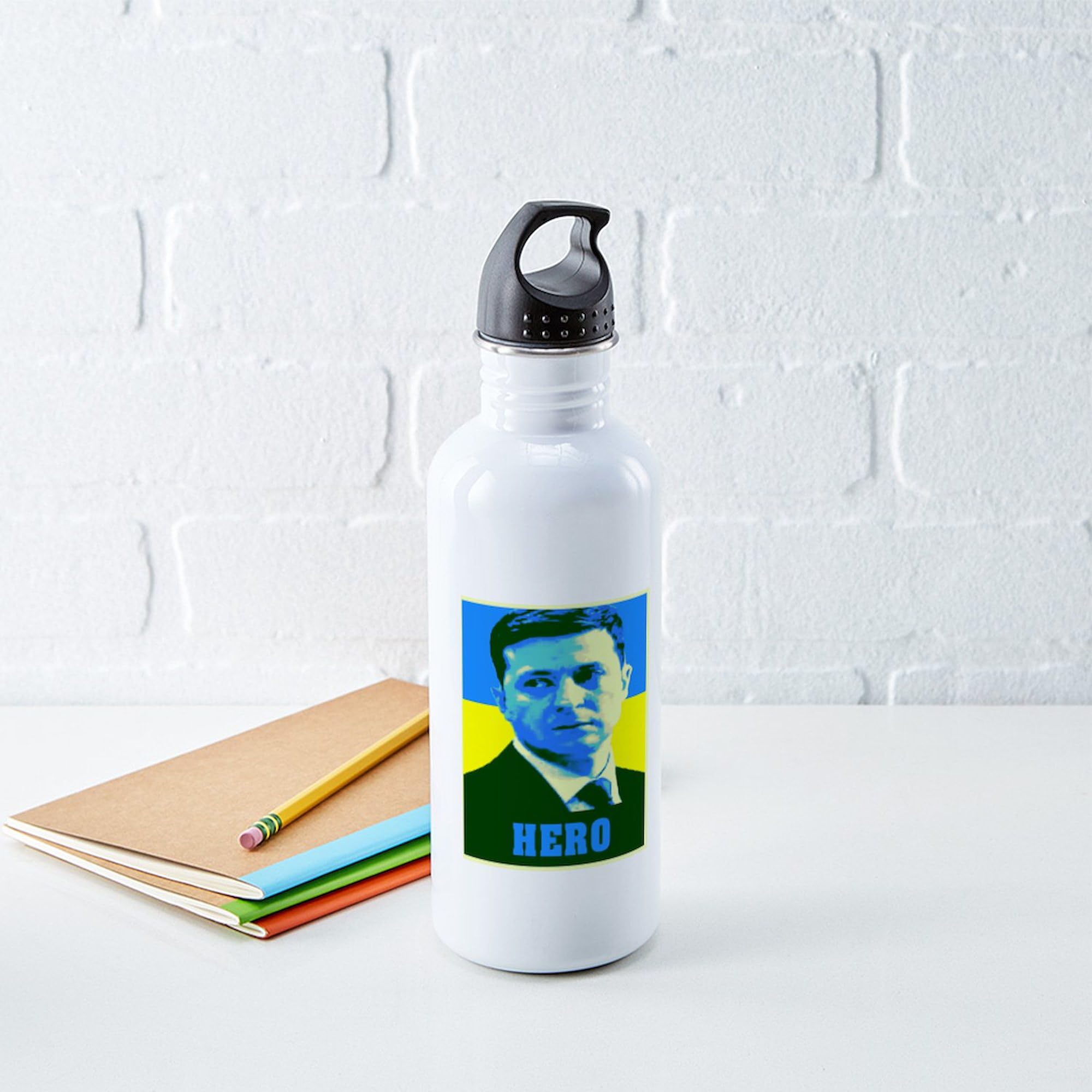 Ukrainian President Themed 1.0L (34 oz) Stainless Steel Water Bottle - Insulated, Leakproof & Durable - Perfect for Travel, Gym & Outdoor Activities