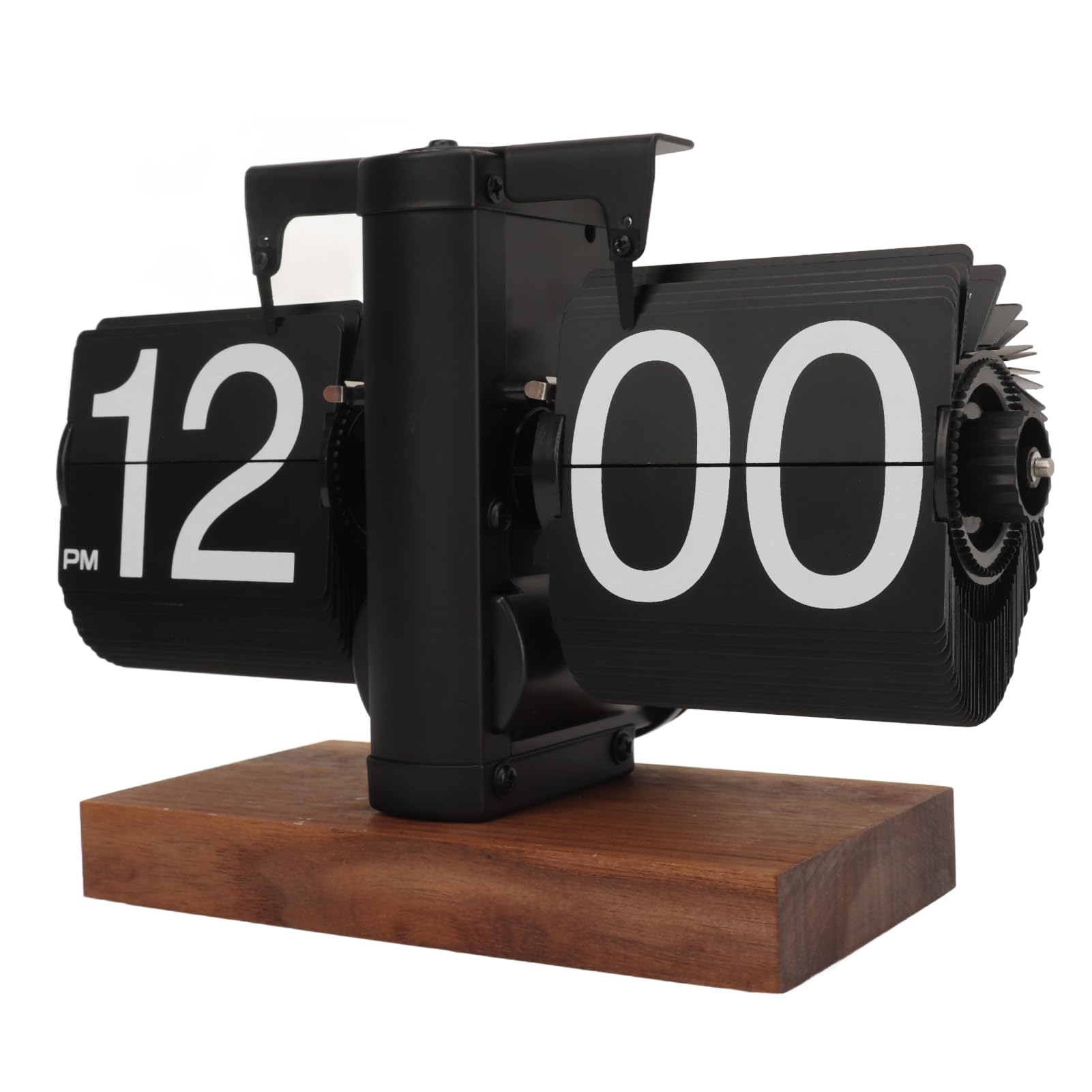 Vintage Digital Flip Down Clock - Retro Automatic Page Turning Mechanical Clock with Internal Gears for Home & Office Decor (Black) | Perfect for Bedroom, Living Room & Workspace