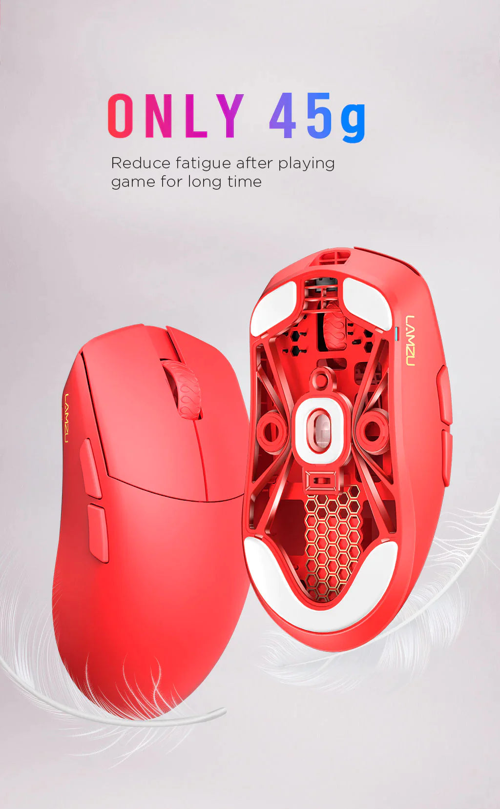 Lamzu Maya Wireless Gaming Mouse - Cloud Grey | 4K Compatible | Lightweight Ergonomic Design for FPS, MOBA, and MMO Gaming | Perfect for Esports & Competitive Play