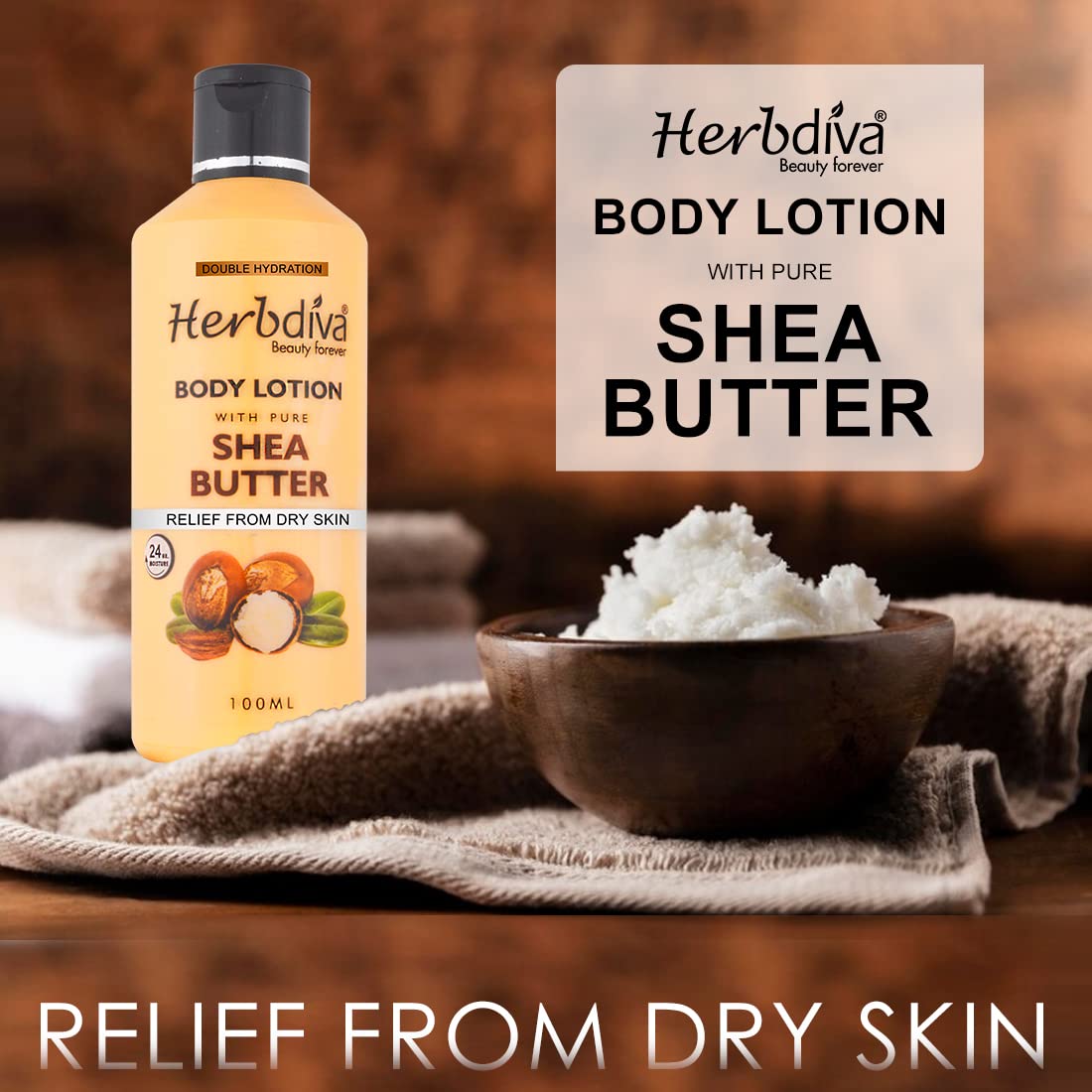 Herbdiva Double Hydration Body Lotion with Argan Oil & Shea Butter - 100ml Each, Enriched with Lavender for 24HR Moisturizing - Cruelty Free Dry Skin Relief Cream - Pack of 2 - Perfect for Daily Hydration & Nighttime Skin Care