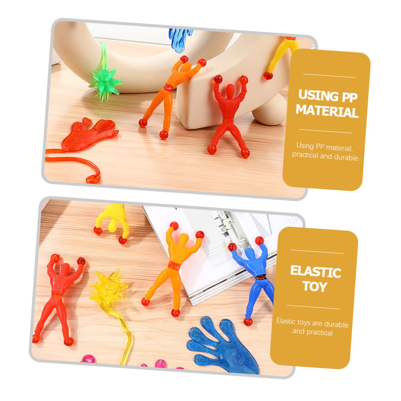 108-Piece Sticky Toy Set - Expandable Stretchy Sensory Toys for Kids, Pets & Stress Relief - Window Sticky Hands, Chenille Balls, PP Man & Spider - Fun Party Favors & Classroom Rewards