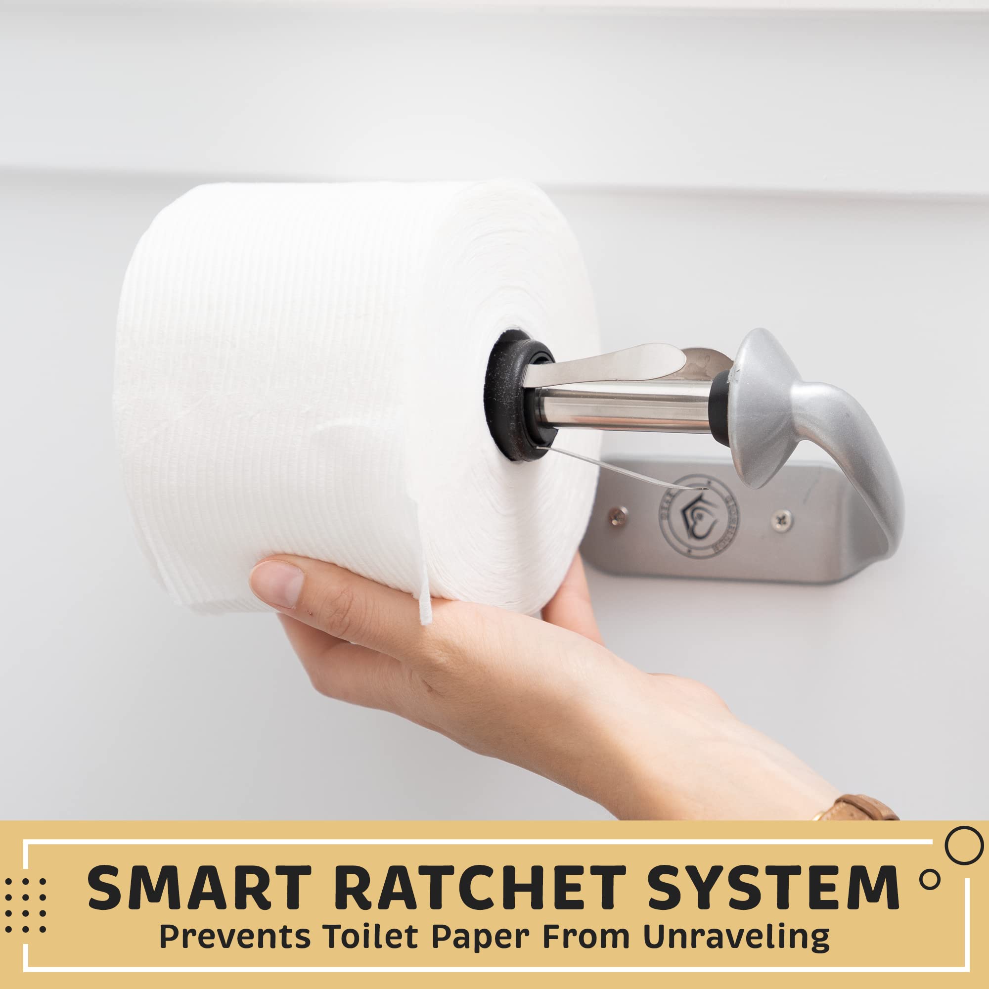Stainless Steel Wall Mount Toilet Paper Holder - One Handed Operation, Easy Horizontal or Vertical Installation with Hardware Included (5 Inches) - Perfect for Bathrooms, Restrooms, and Powder Rooms