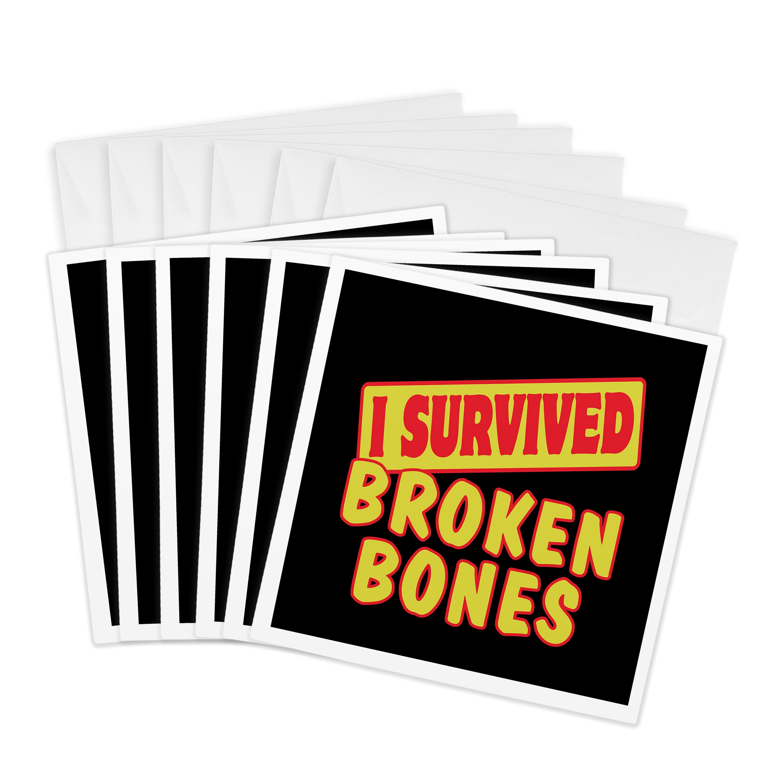 I Survived Broken Bones Greeting Cards - 6 Pack Funny Survival Sayings for Humor & Pride - Perfect for Get Well Wishes, Injury Recovery Gifts & Encouragement