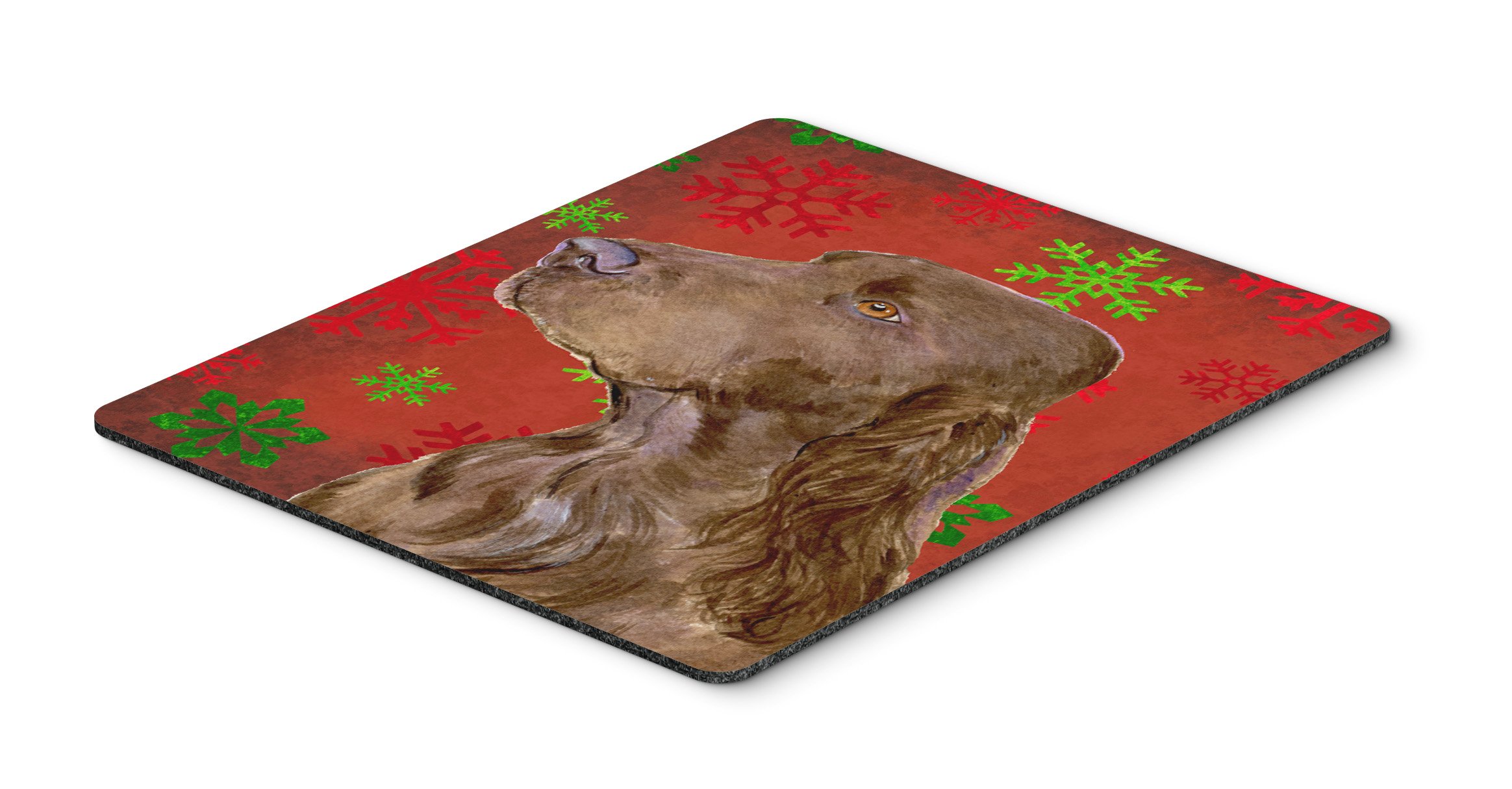 Field Spaniel Holiday Christmas Mouse Pad - Red & Green Snowflakes Design, Large Washable Mouse Mat for Home Office, Gaming, and Computer Use | Perfect Gift for Pet Lovers